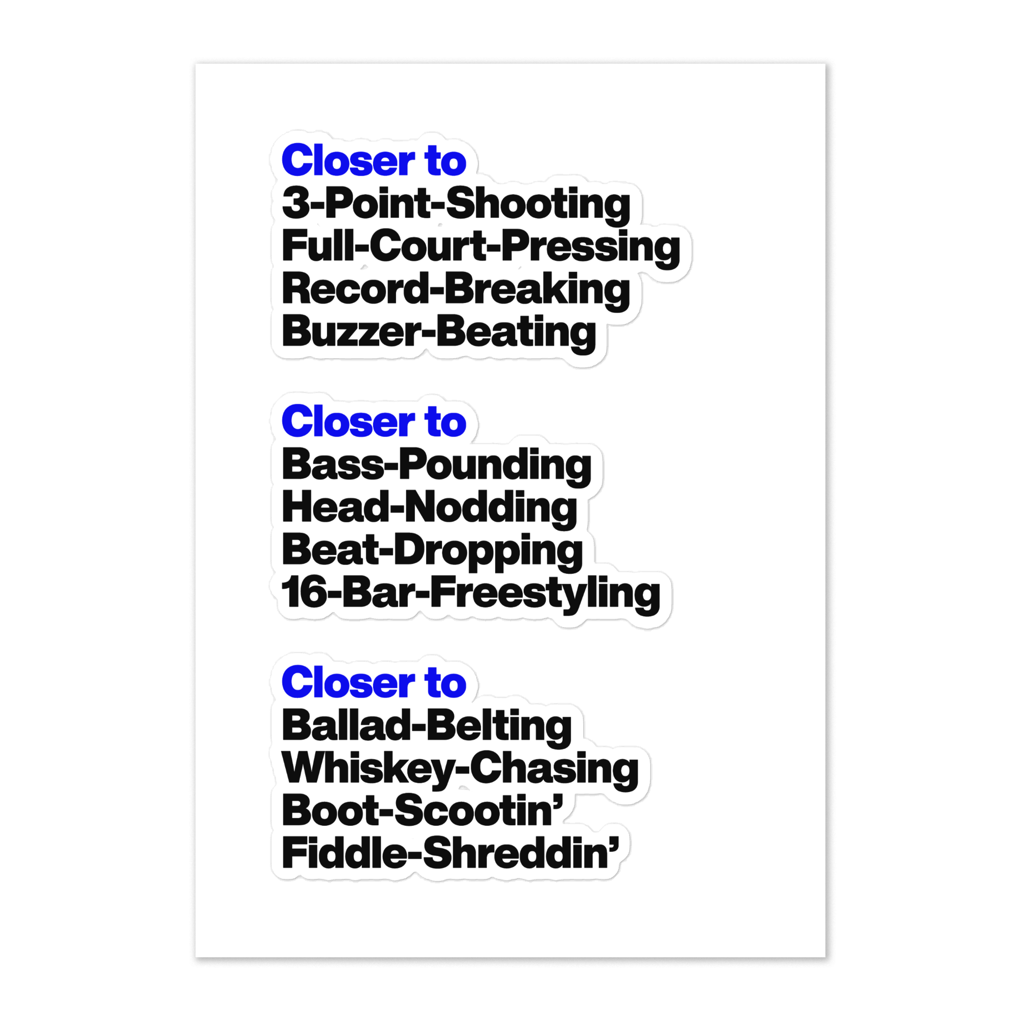 SiriusXM Closer: Closer to Everything Black & Blue Sticker Sheet