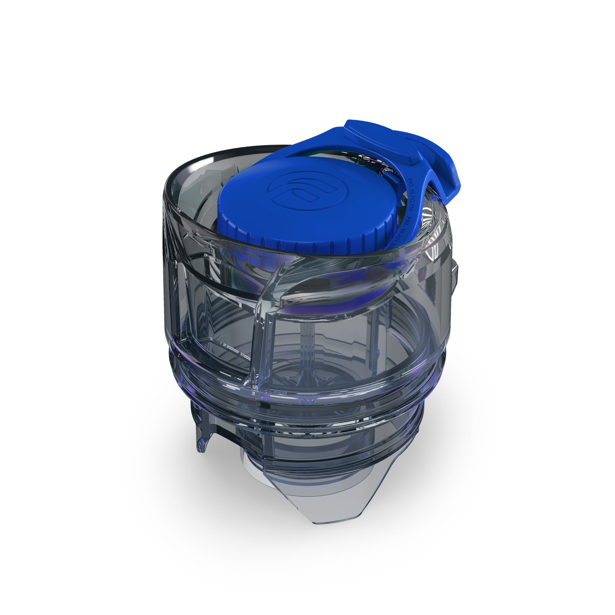 Blue FlaskKap alcohol storing and dispensing lid.
