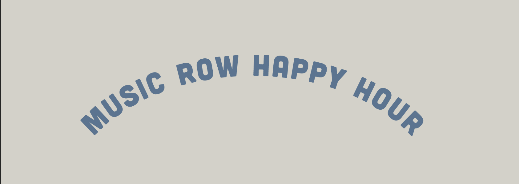 A close-up of the back embroidery displaying the 'Music Row Happy Hour' text in blue, arched over the mesh panel.