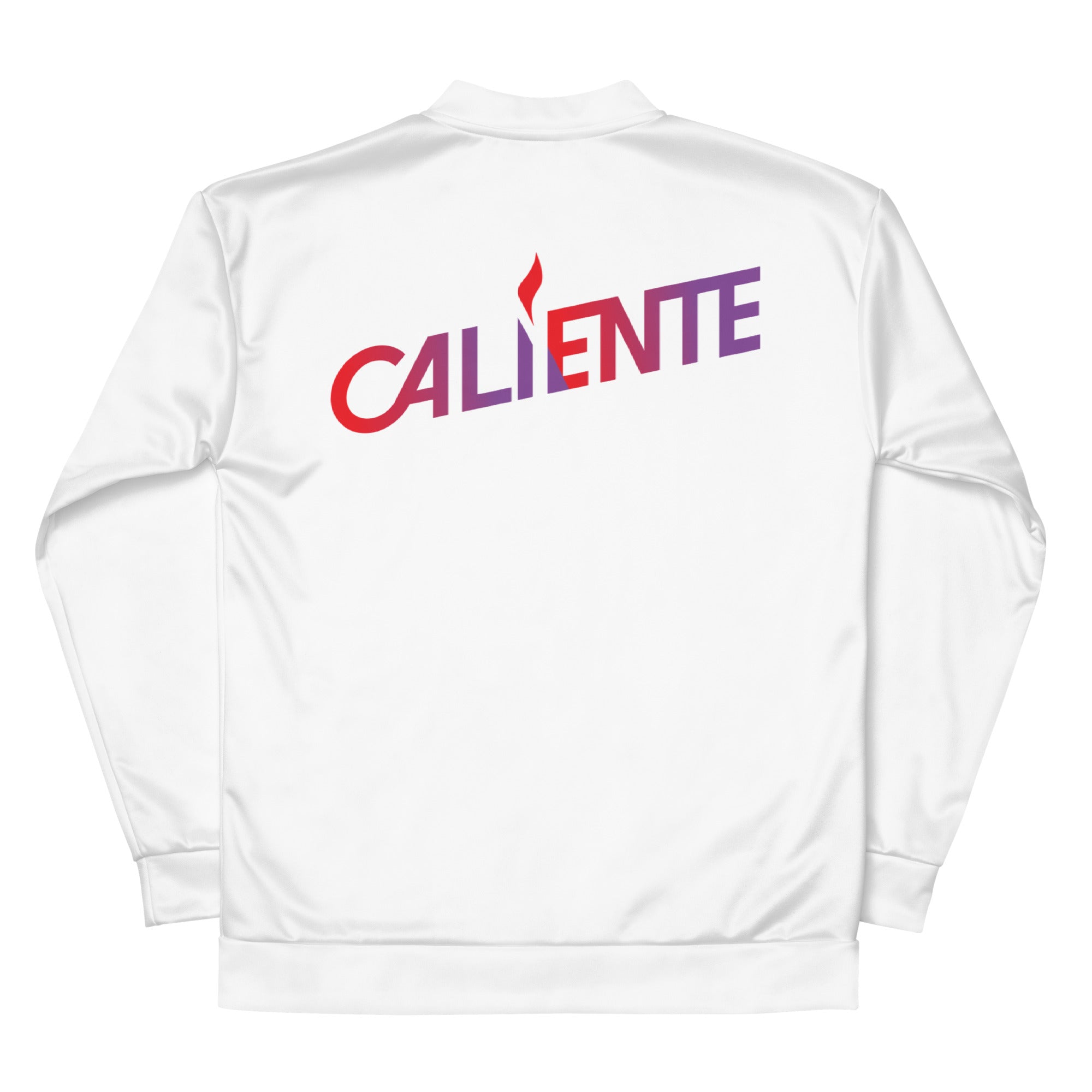 White jacket with 'CALIENTE' logo on the back.