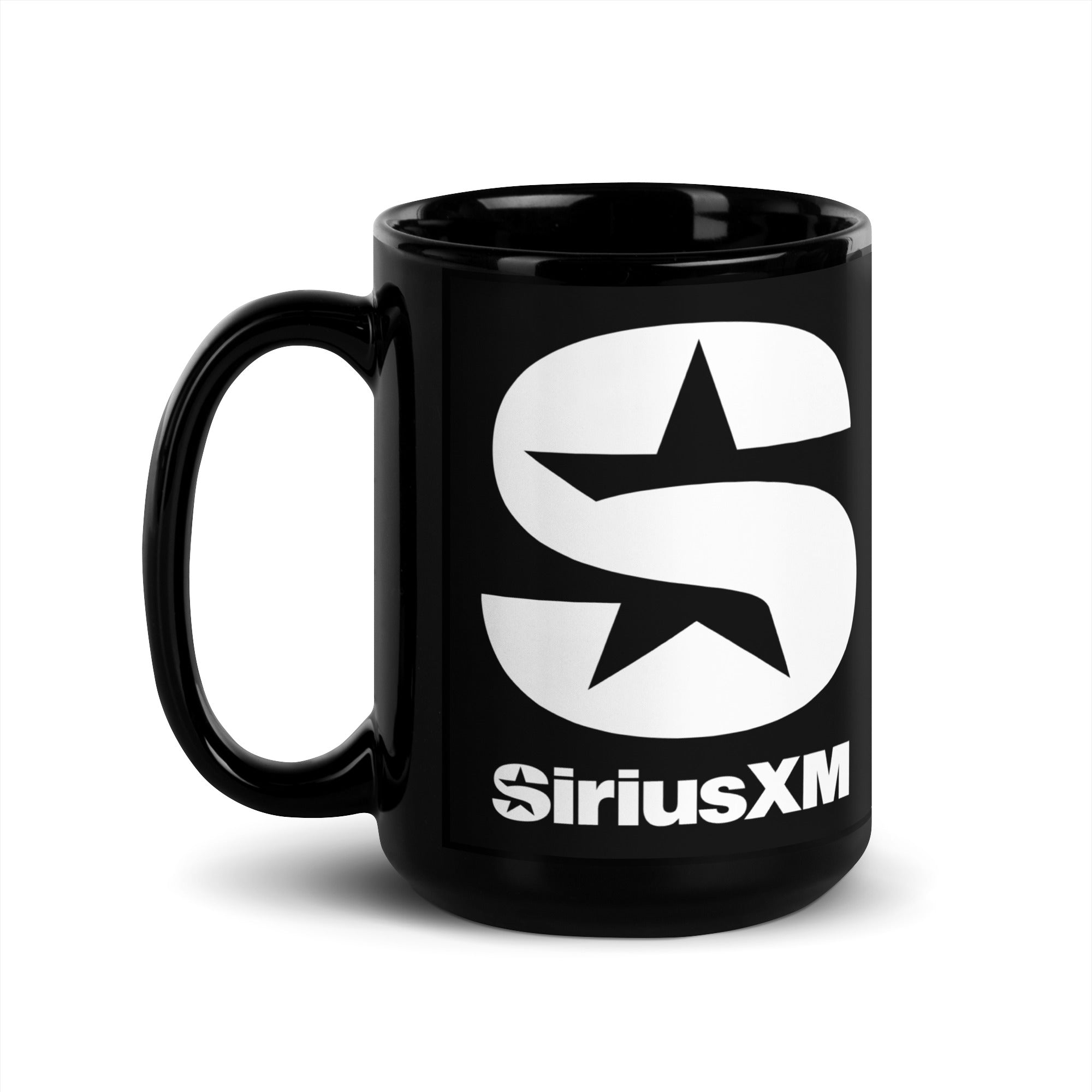 Black mug featuring the 'SiriusXM' logo with a large 'S' in white.