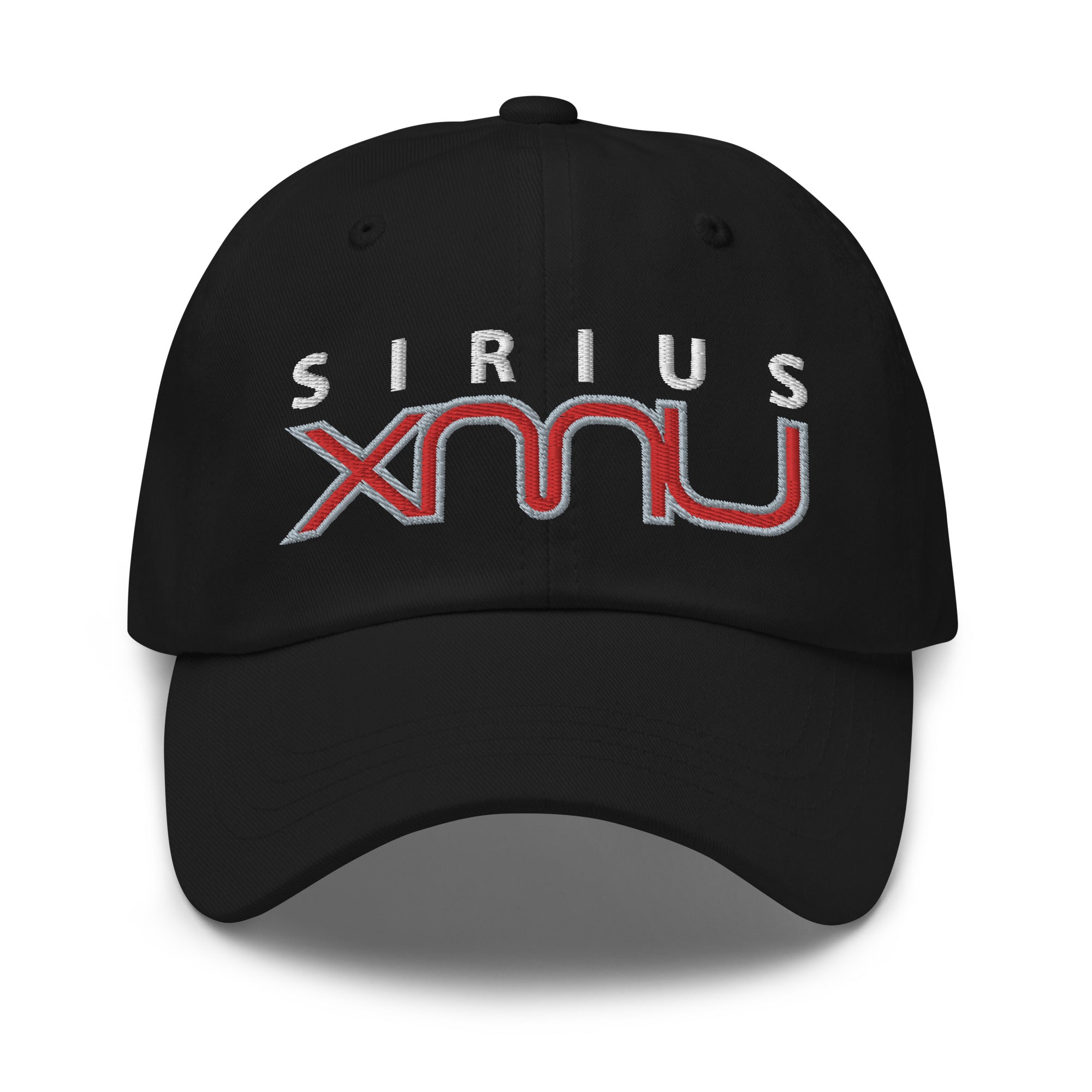 Black cap with 'SIRIUS XM' logo embroidered in white and red.