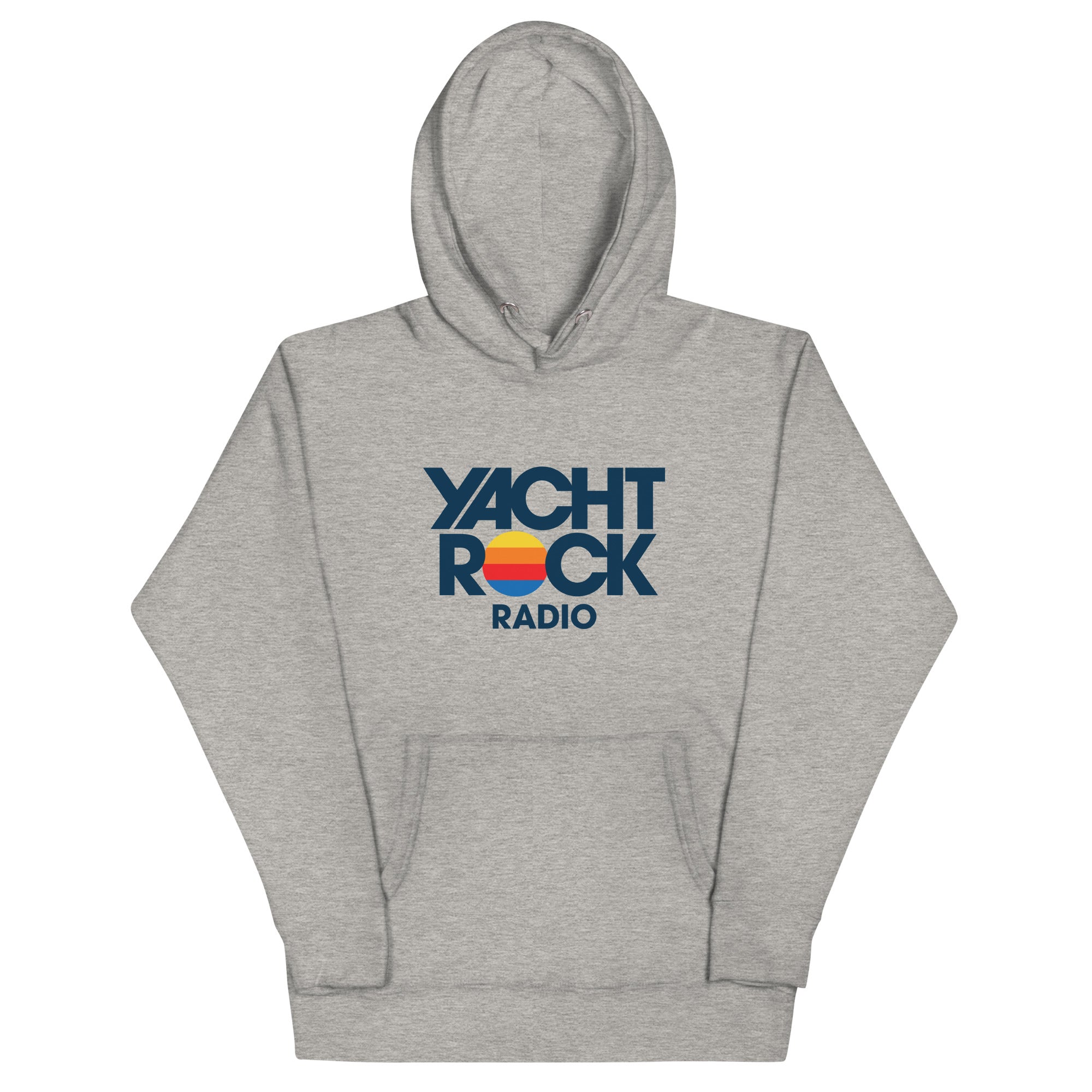 Gray hoodie with 'Yacht Rock Radio' logo on a white background