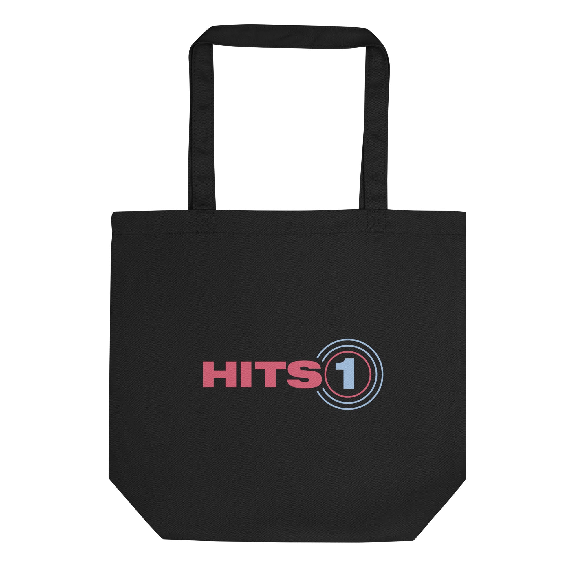 Black eco Tote with 'Hits 1' logo on front.