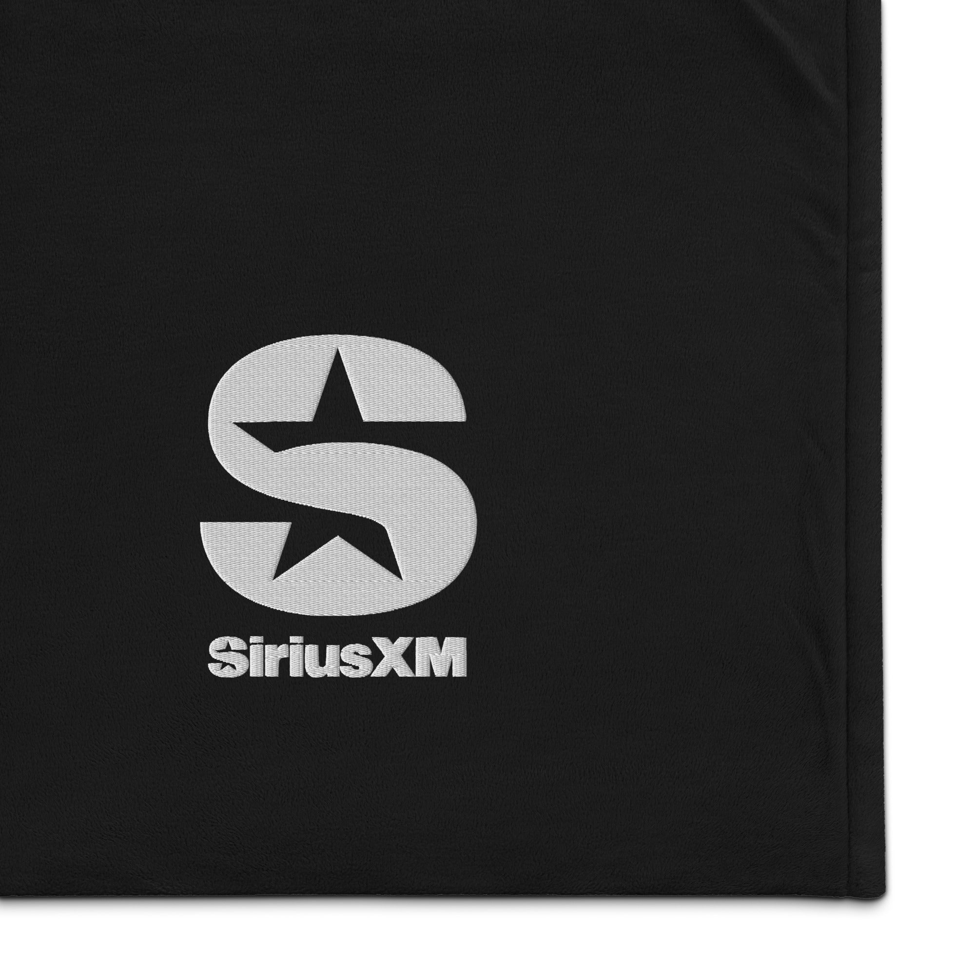 Black fabric with embroidred 'SiriusXM' logo featuring an 'S' and a star in white.