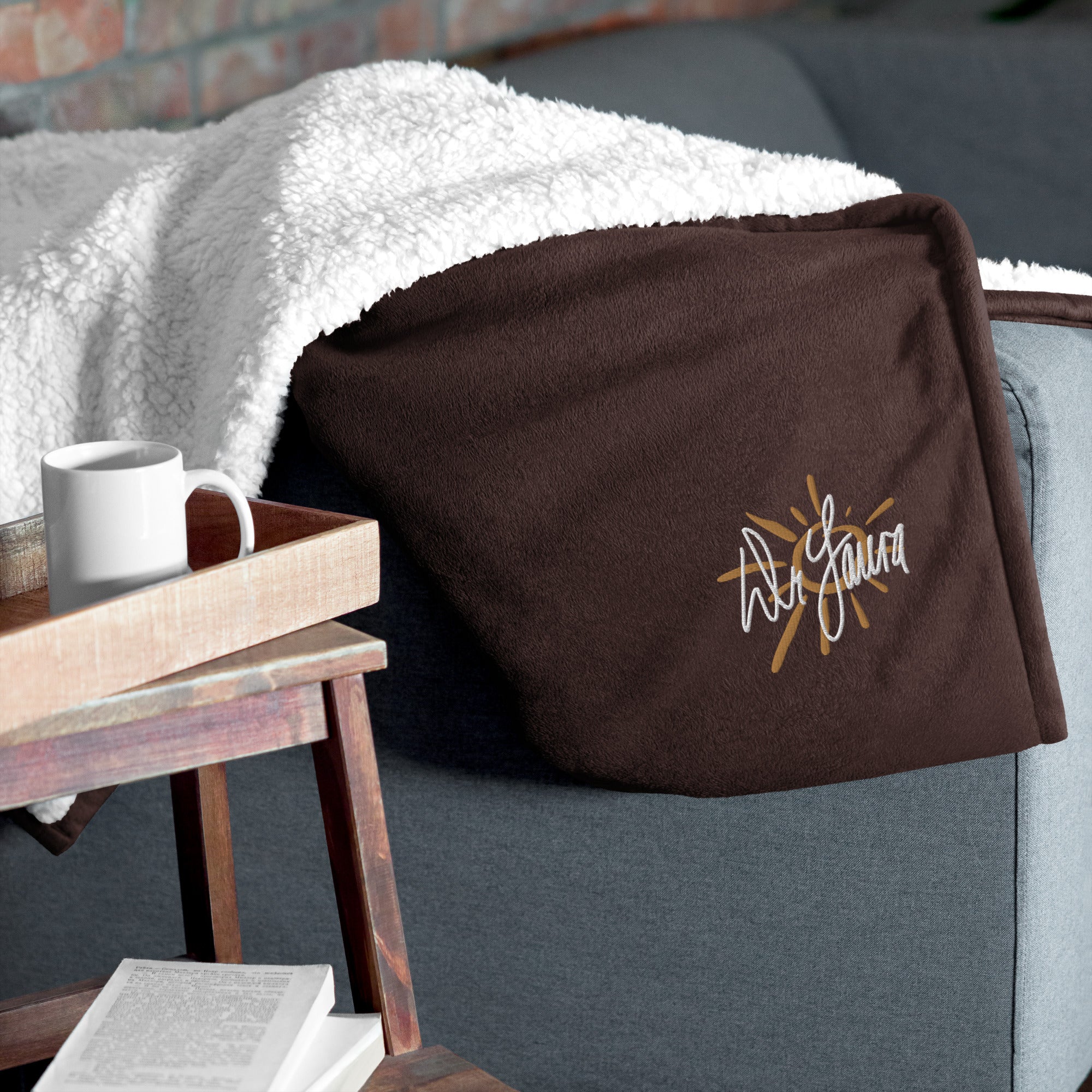 Dr. Laura: Embroidered Sherpa Blanket