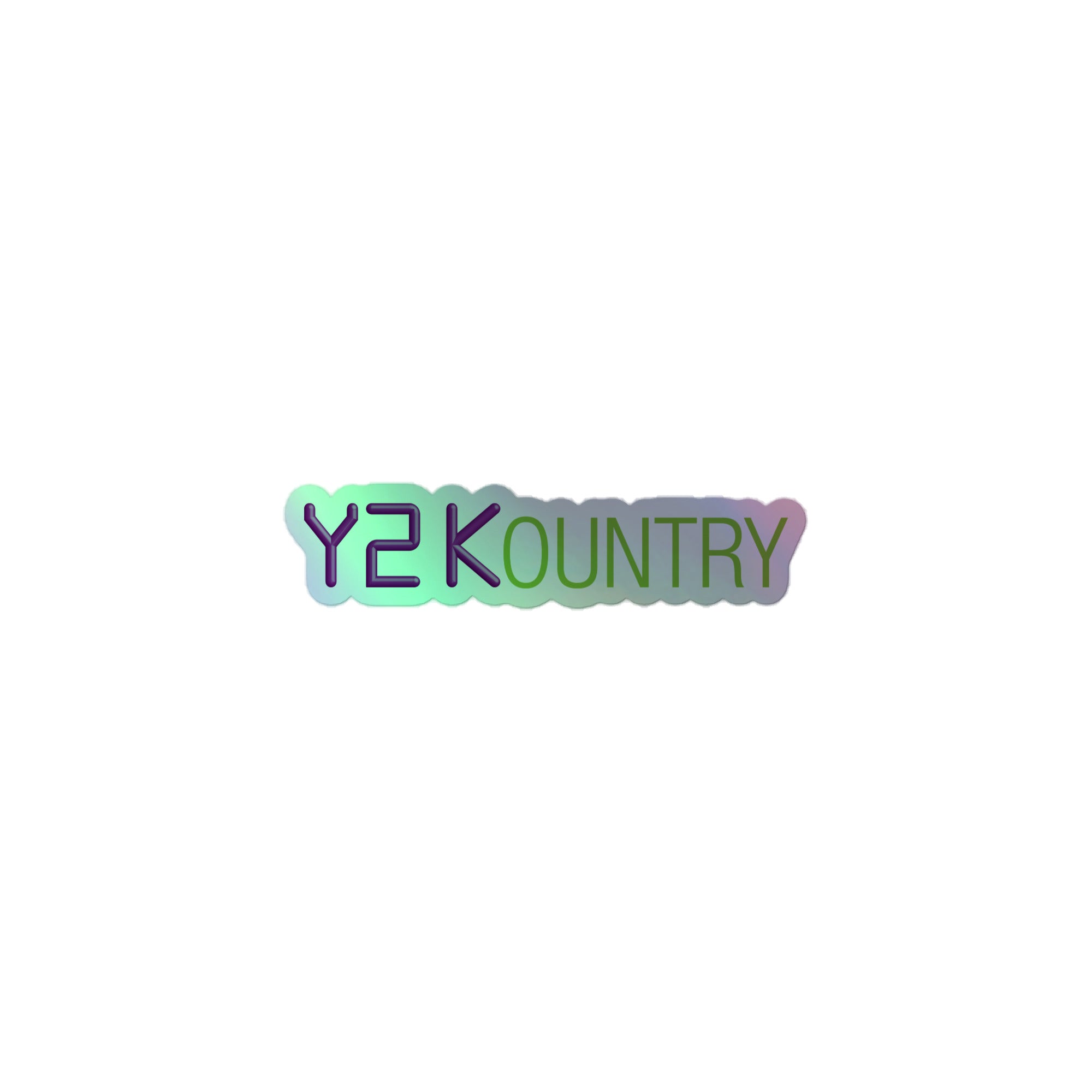 Holographic sticker of the 'Y2Kountry' logo.