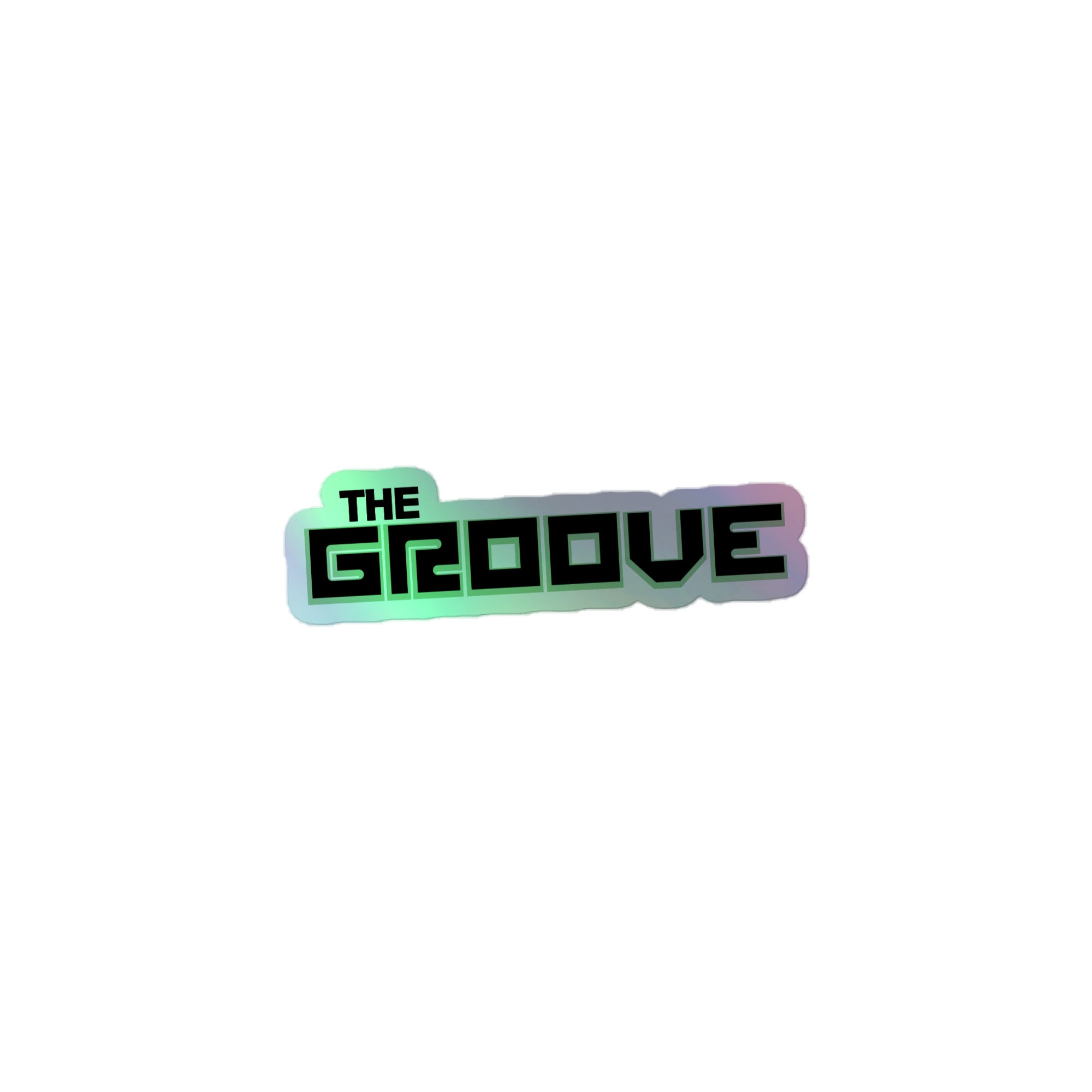 Holographic sticker of the 'The Groove' logo with a colorful, modern design.