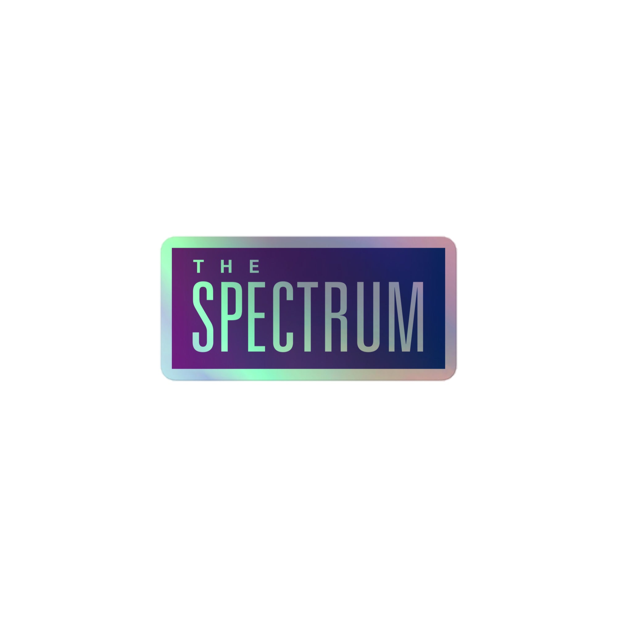Holographic sticker of 'The Spectrum' logo with a gradient background from blue to green.