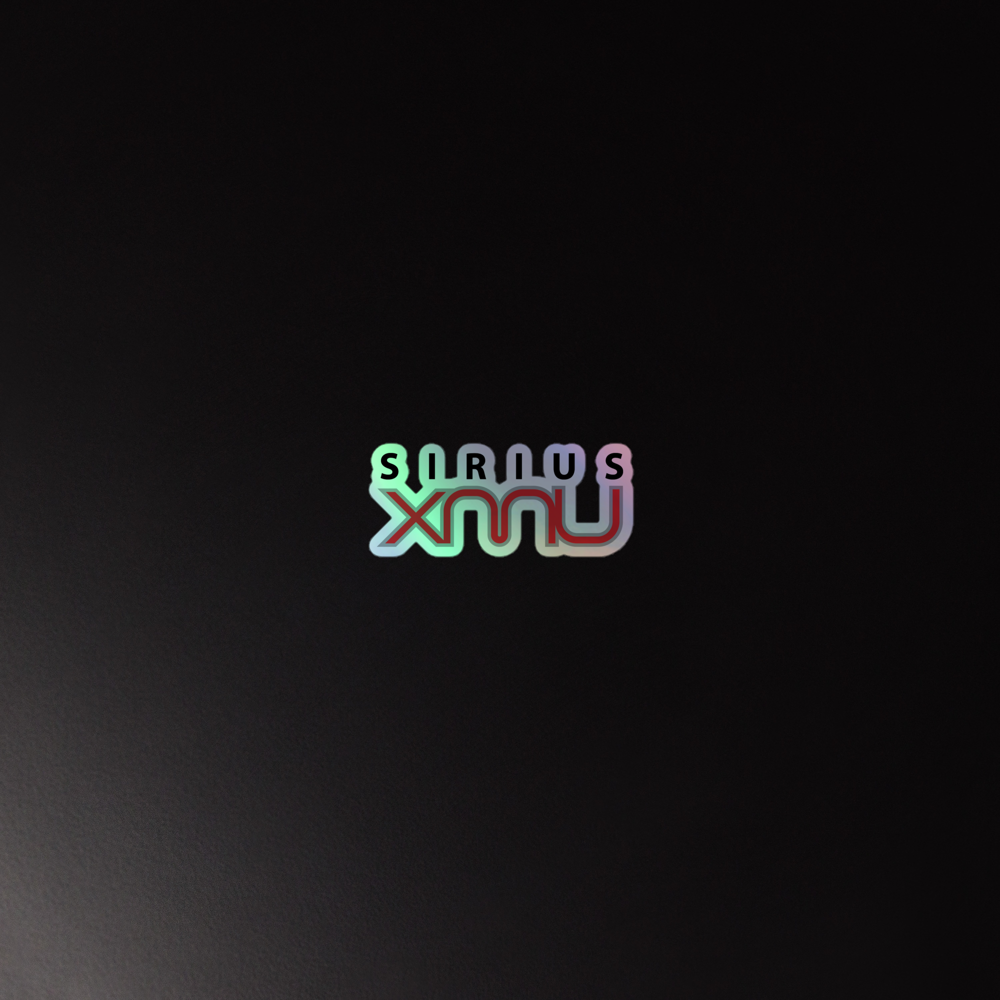 Holographic sticker featuring 'Sirius XMU' logo on a dark background.