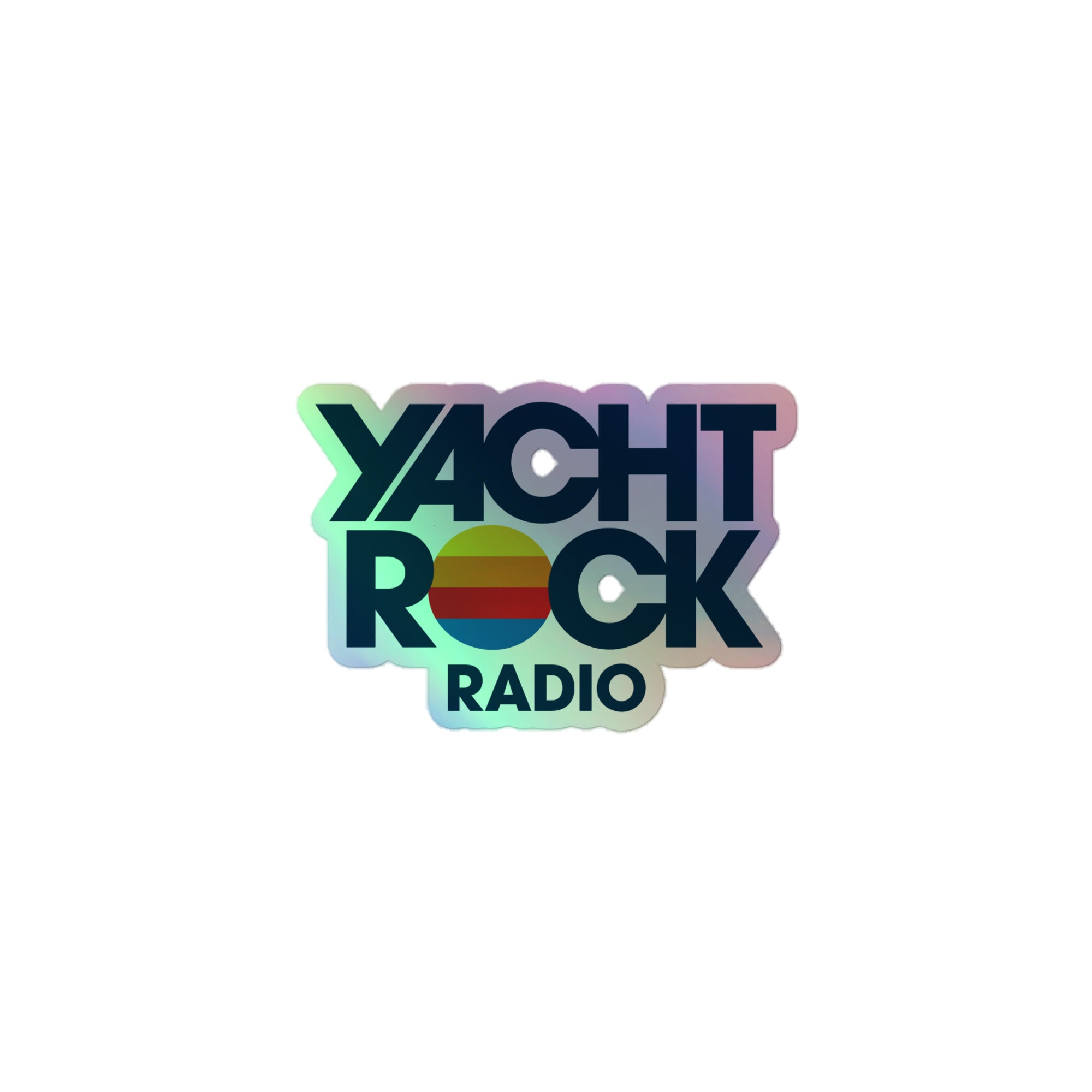 Sticker with 'Yacht Rock Radio' text on a white background