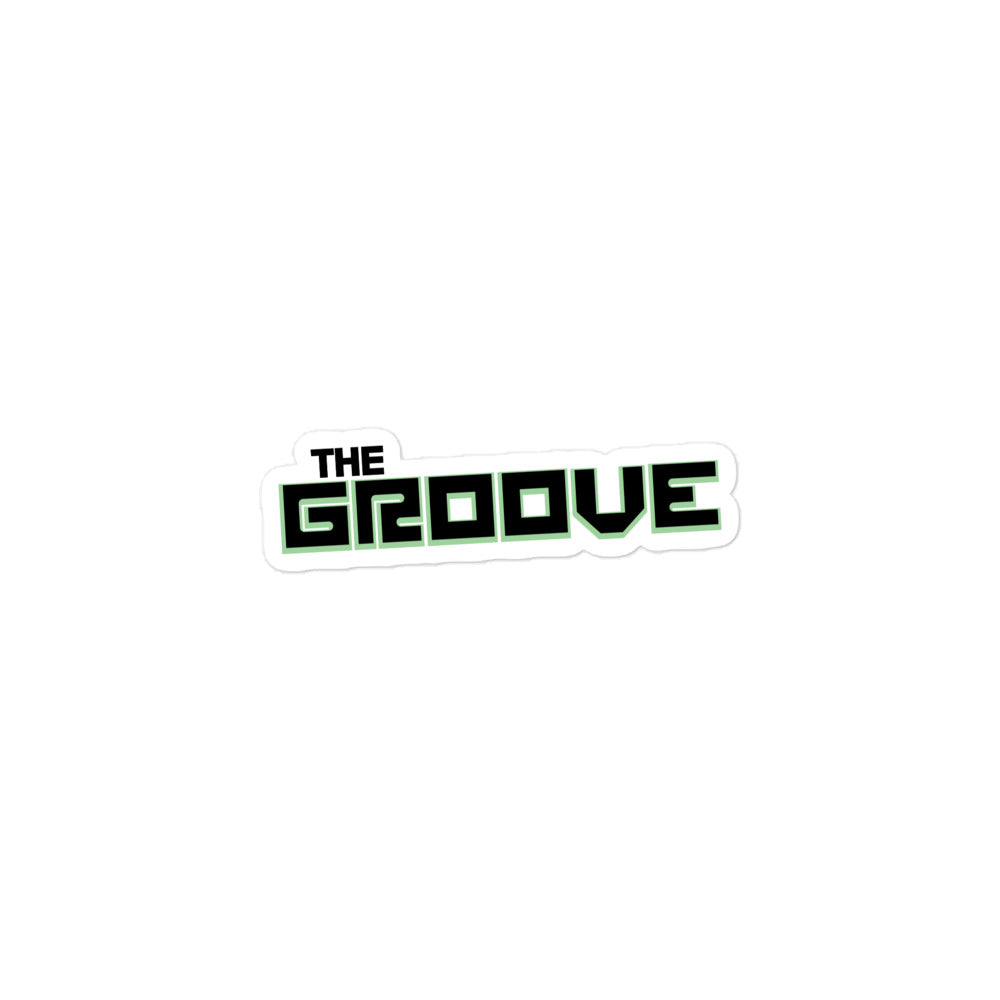Sticker of the black and green accented 'THE GROOVE' logo on a white background.