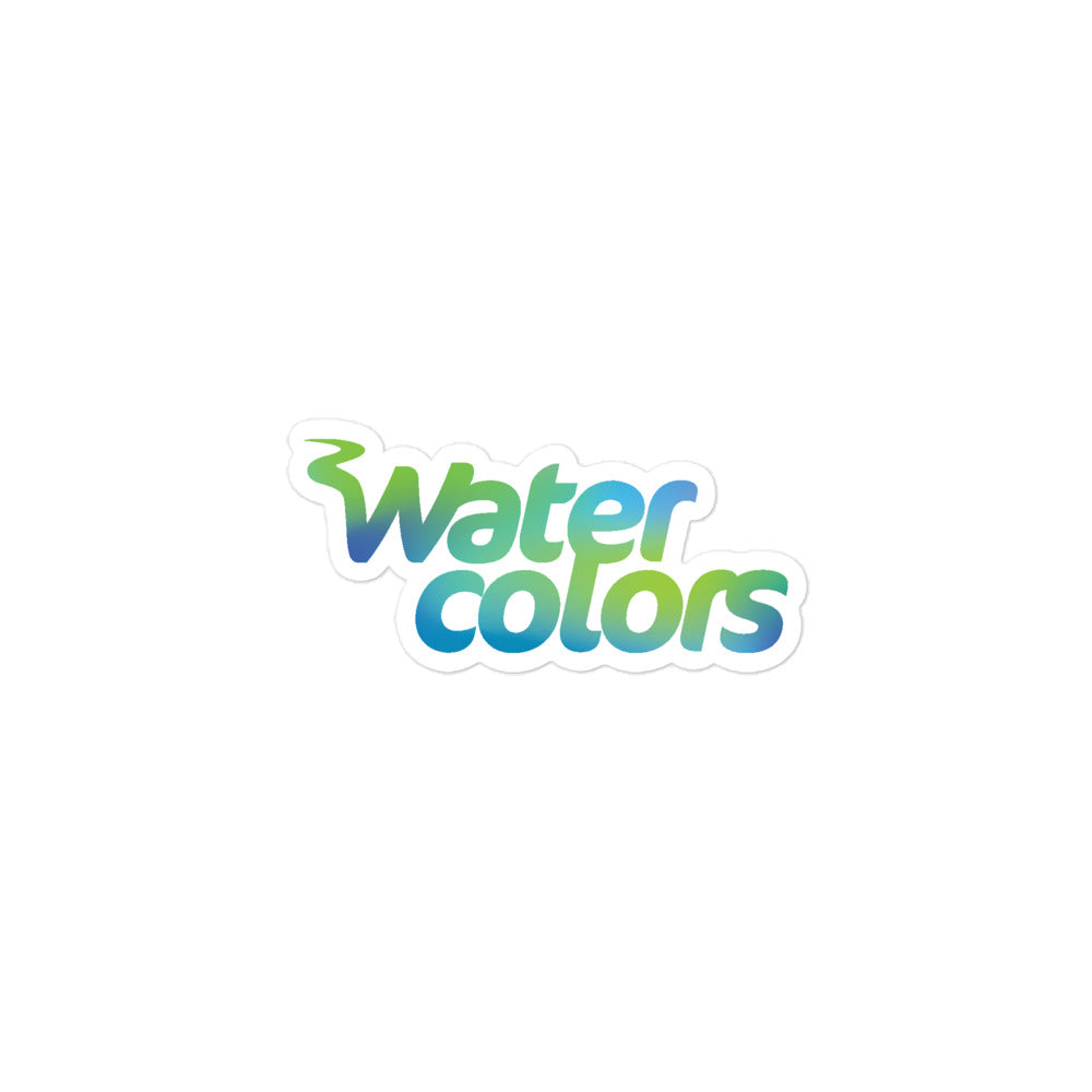 Sticker of the gradiant blue and green 'watercolors' logo on a white background.