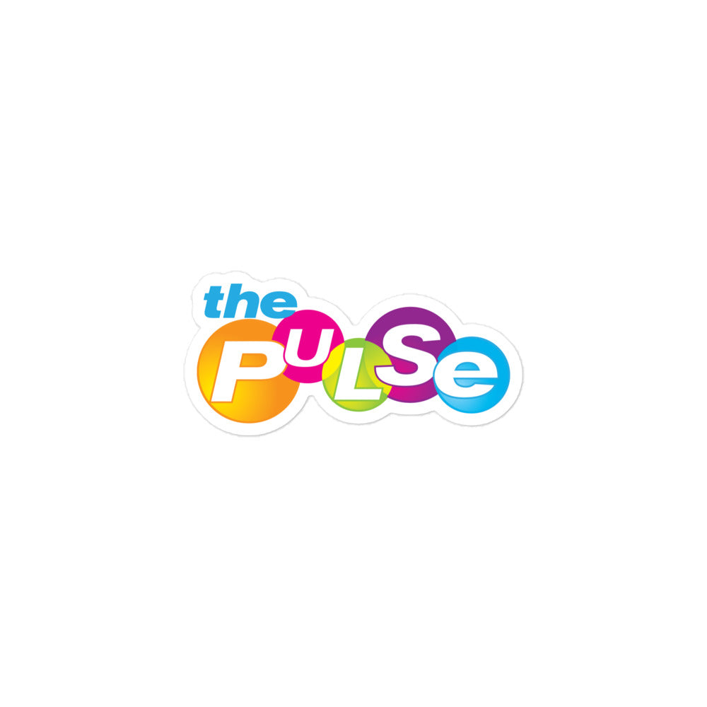 A sticker of the bright, colorful 'the PULSE' logo, featuring a playful font and circular shapes.