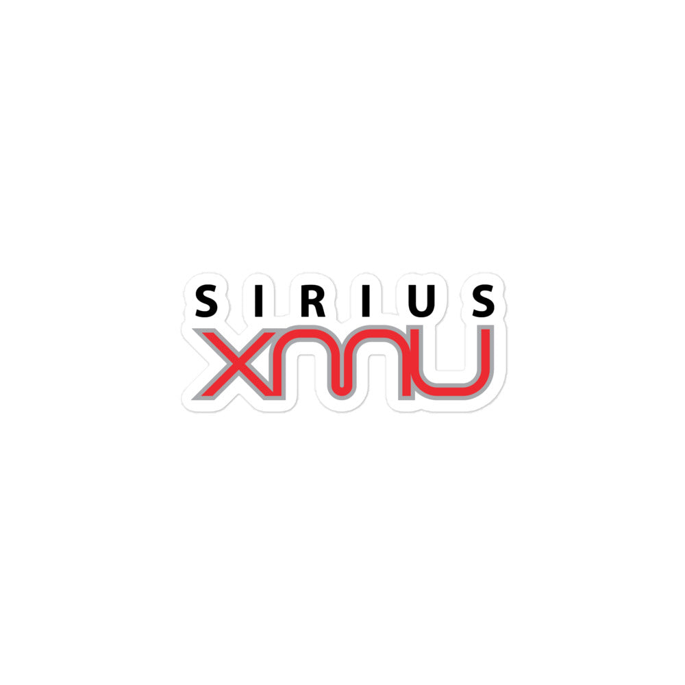 A sticker of the 'Sirius XMU' logo, in black and red text on a white background.