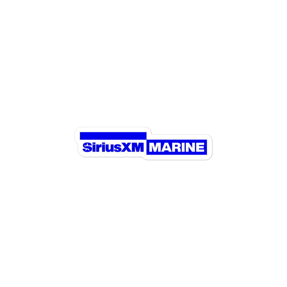 SiriusXM Marine logo sticker in blue on a white background.