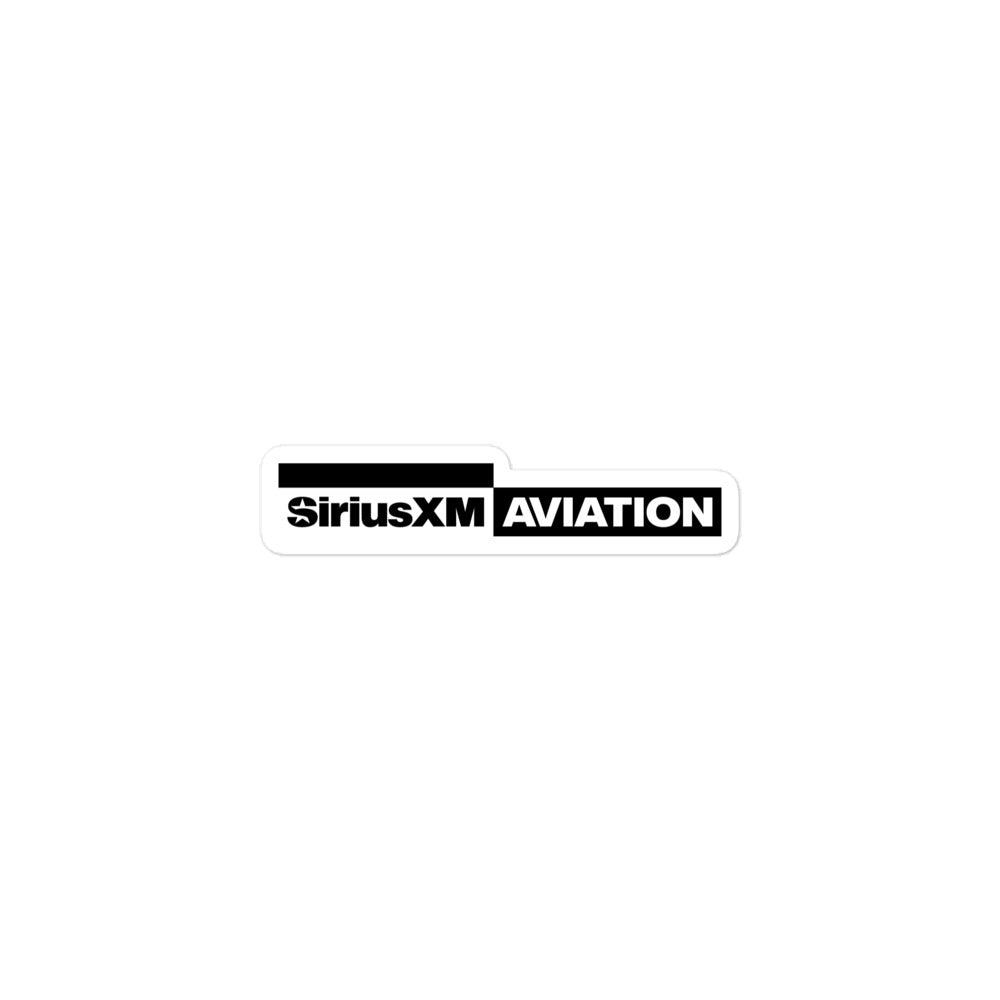 SiriusXM Aviation logo sticker with black text on a white background.