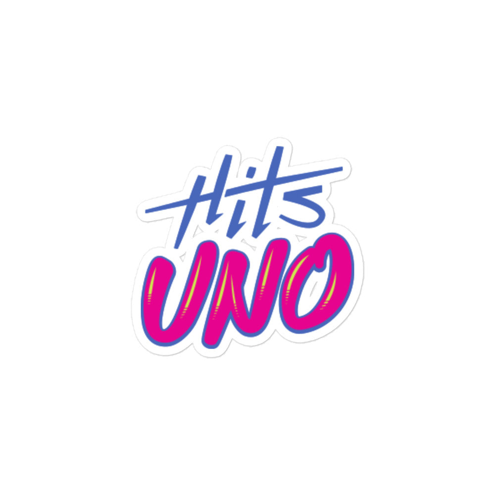Hits UNO logo with stylized text in blue and pink on a white background.