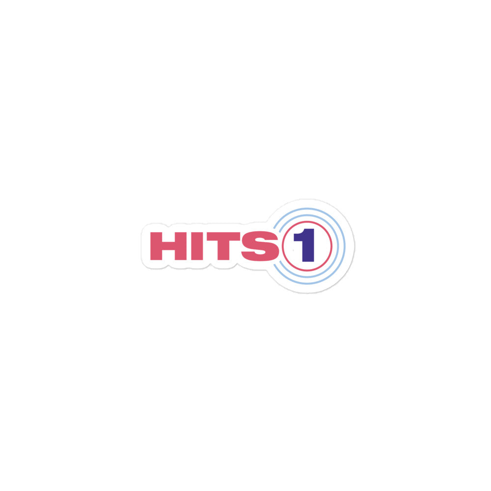 'Hits 1 'sticker with white outline.