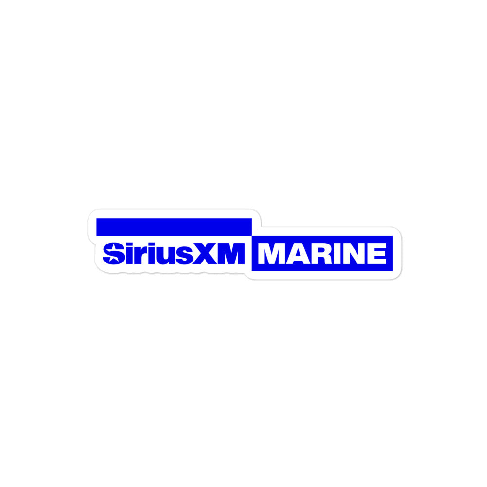 SiriusXM Marine logo sticker in blue on a white background.
