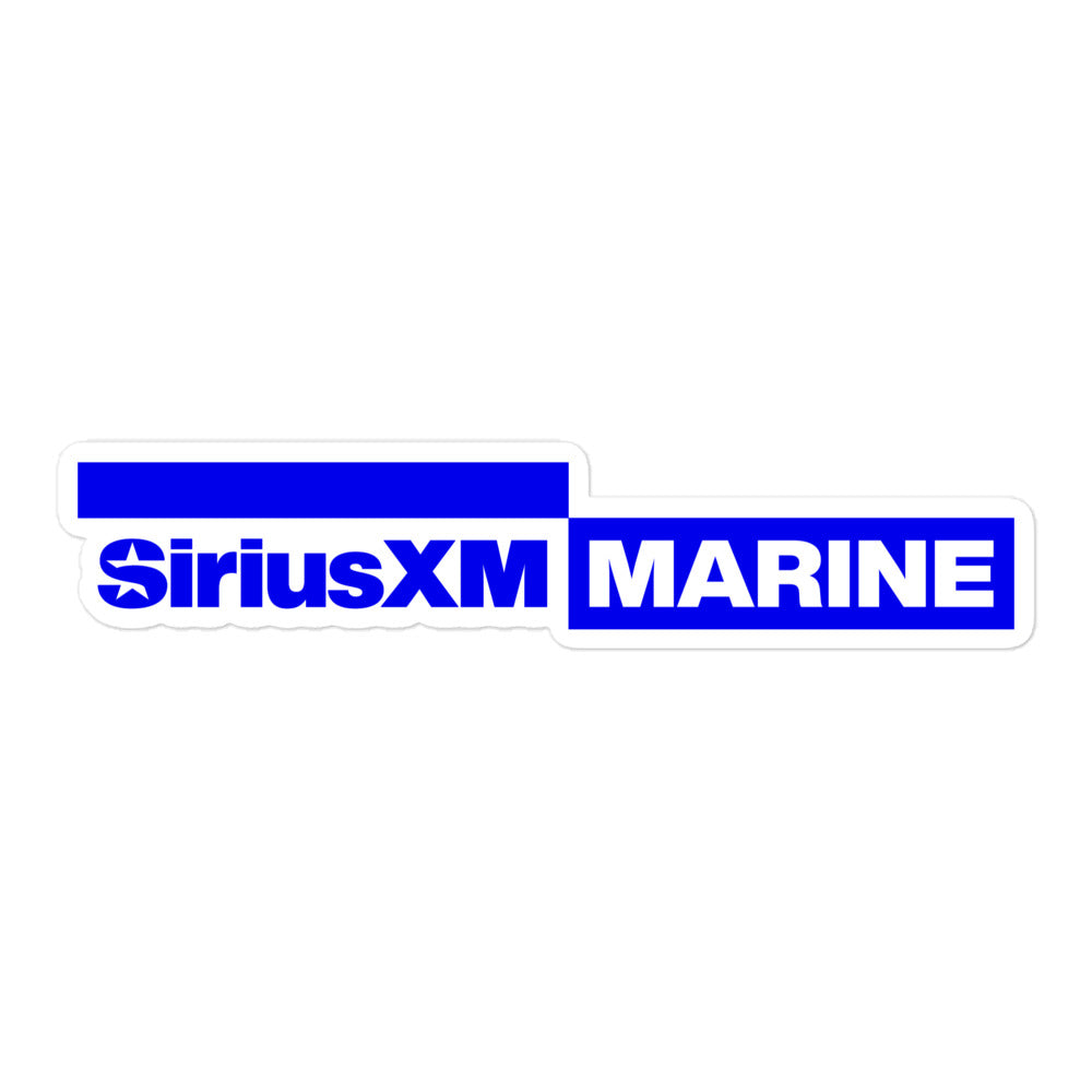 SiriusXM Marine logo sticker in blue on a white background.