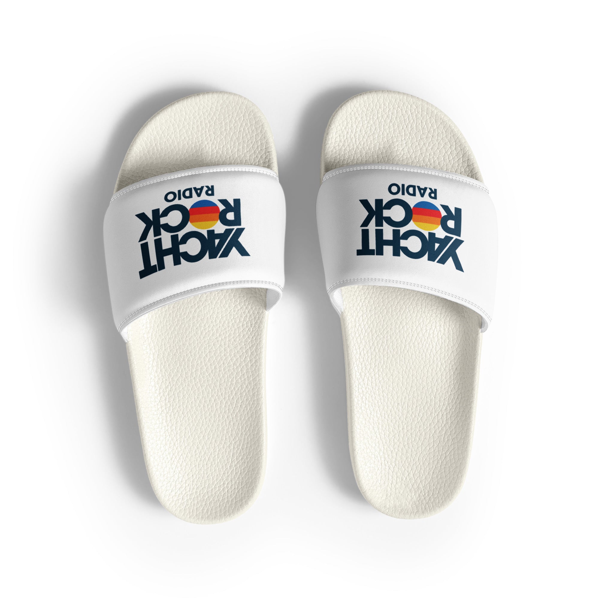 White slides with colorful 'Yacht Rock Radio' branding on a white background