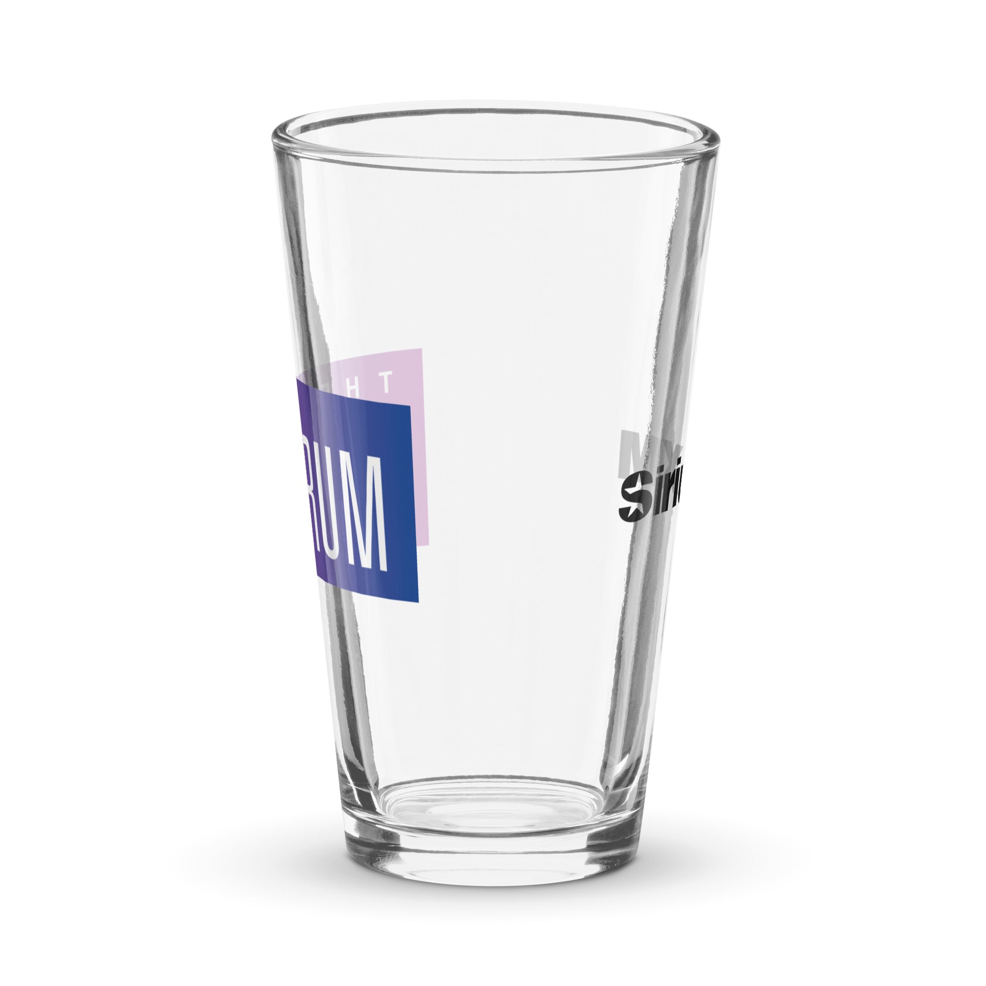 Clear pint glass. Side view.