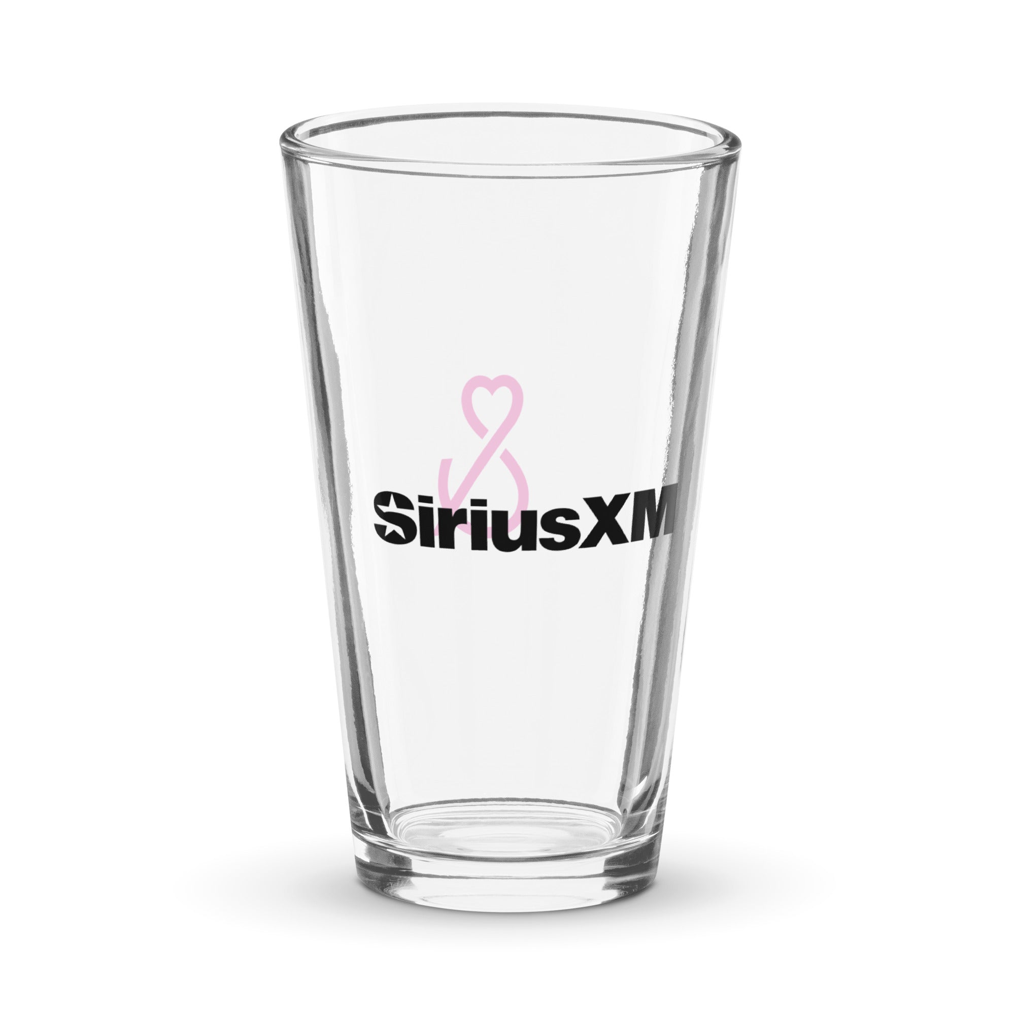 Back of clear glass with 'SiriusXM' logo in black.