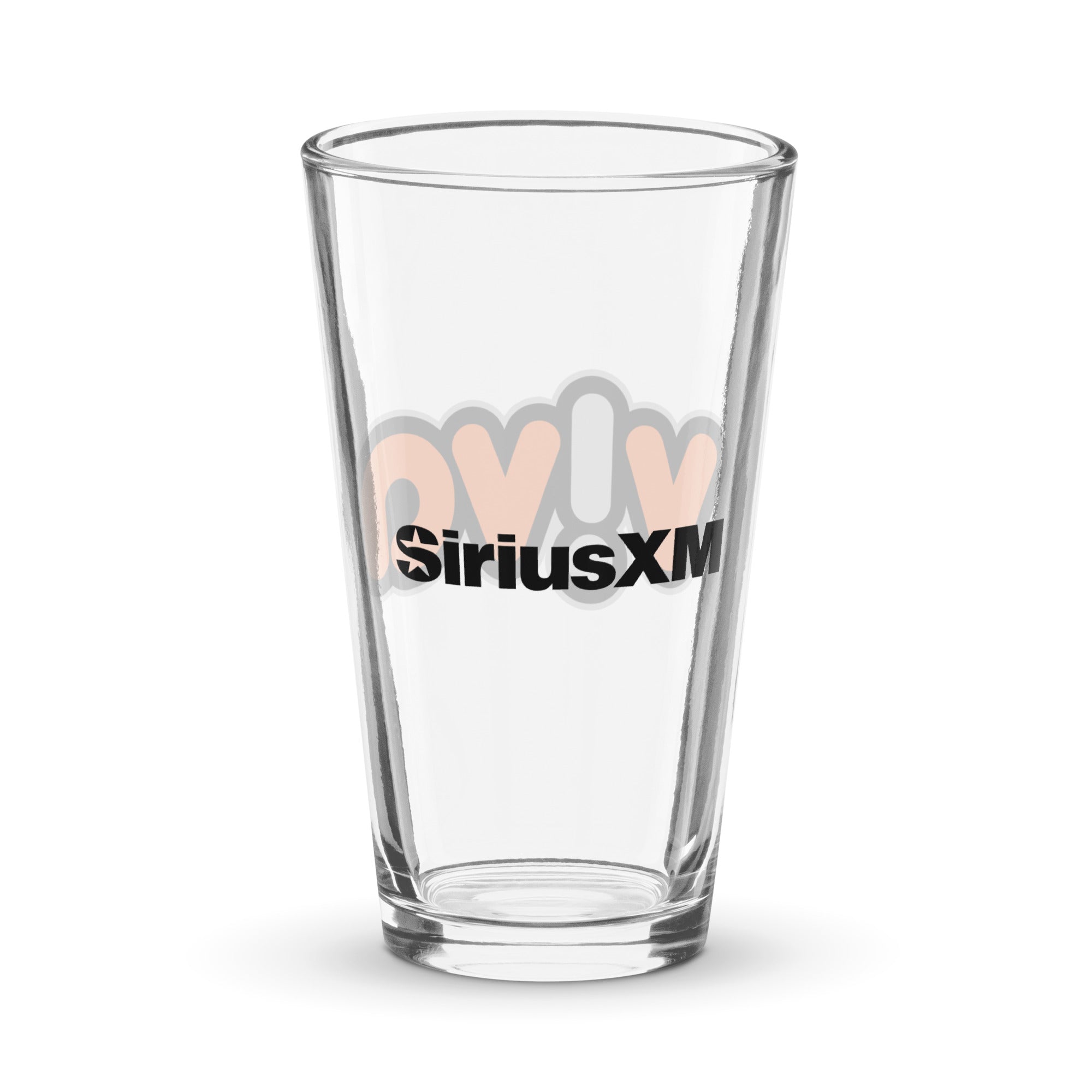 Back of clear glass with 'SiriusXM' logo in black.