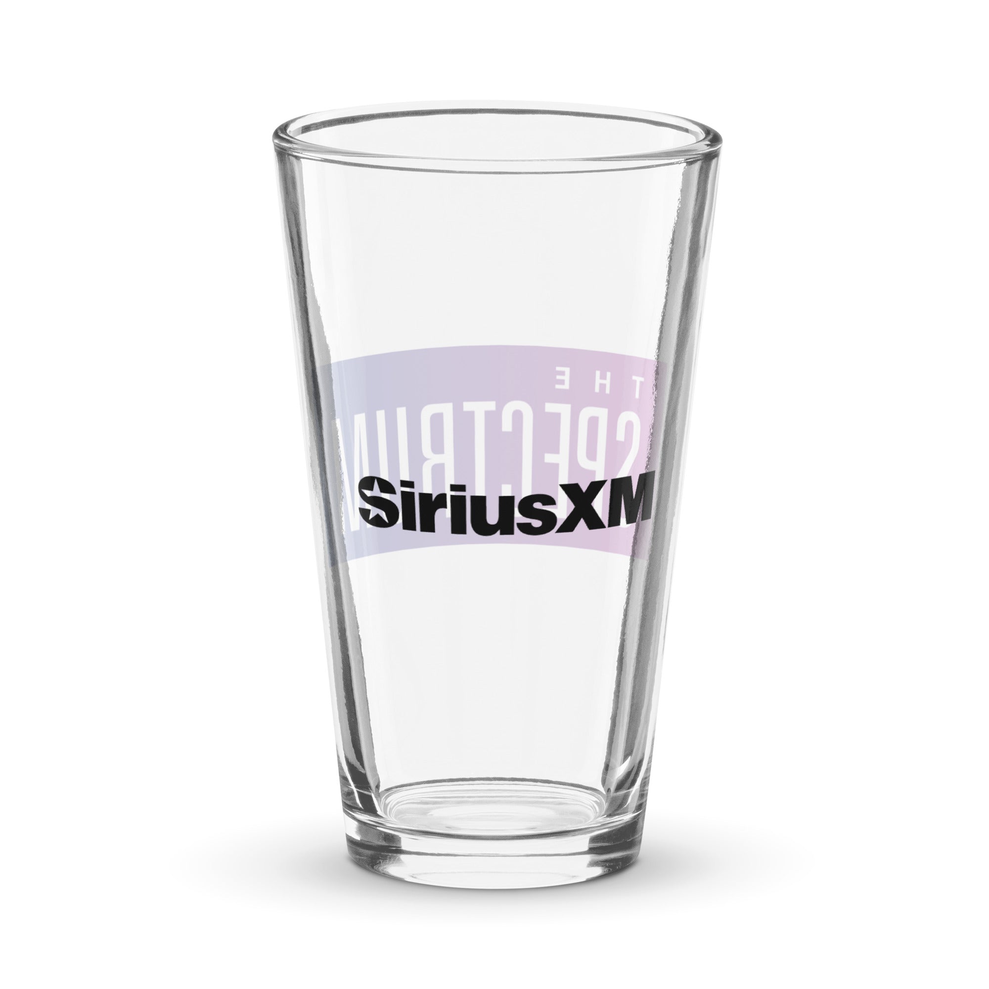 Back of clear glass with 'SiriusXM' logo in black.