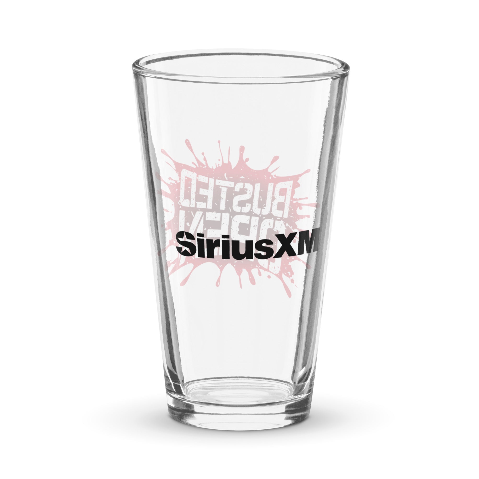 Back of clear glass with 'SiriusXM' logo in black.