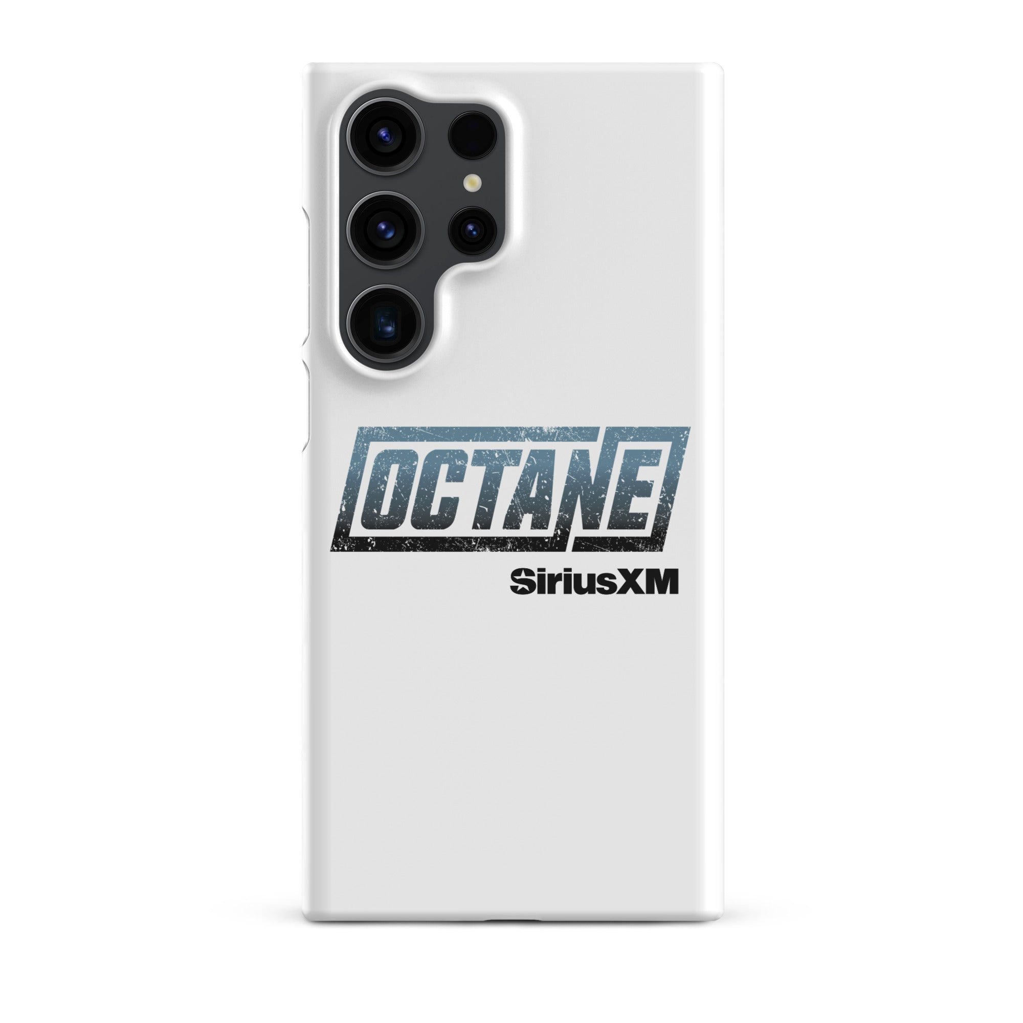 White phone case featuring the 'OCTANE' logo and 'SiriusXM' branding.