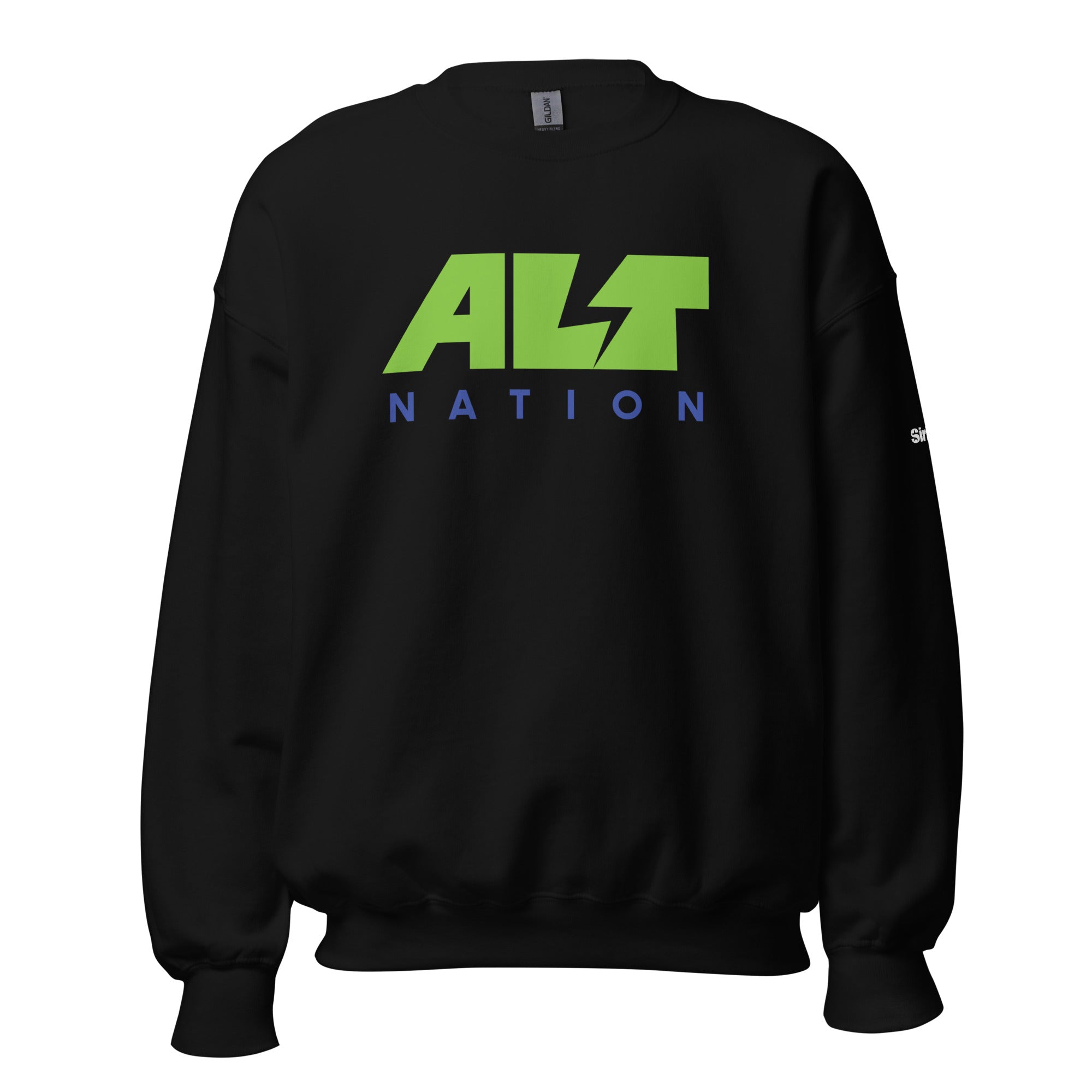 Black sweatshirt featuring 'ALT NATION' in green and blue letters.