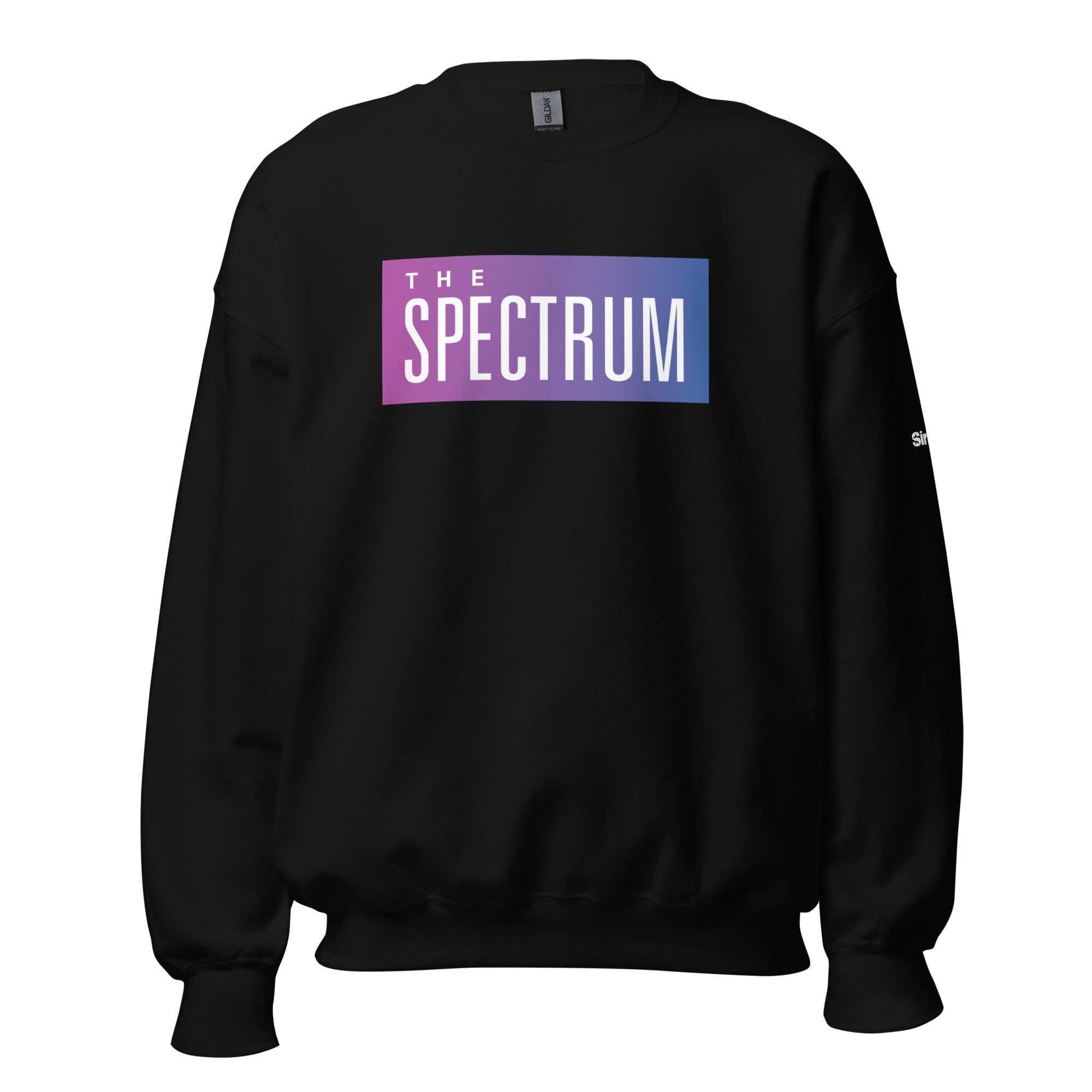 Black sweatshirt featuring the text 'THE SPECTRUM' in a purple to blue gradient design.