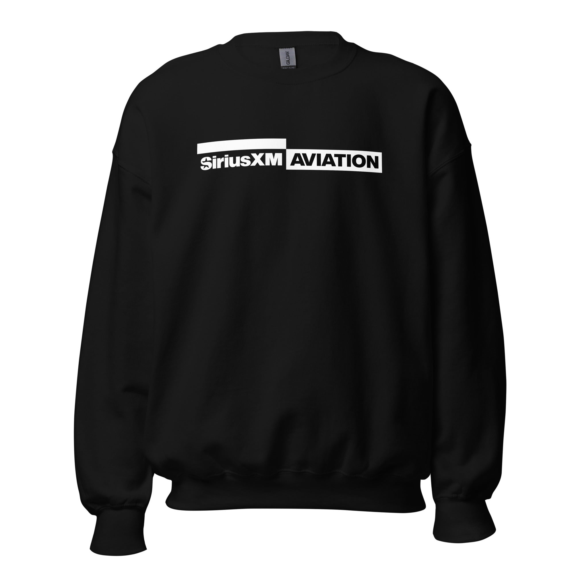 Black sweatshirt featuring 'SiriusXM AVIATION' logo in white.