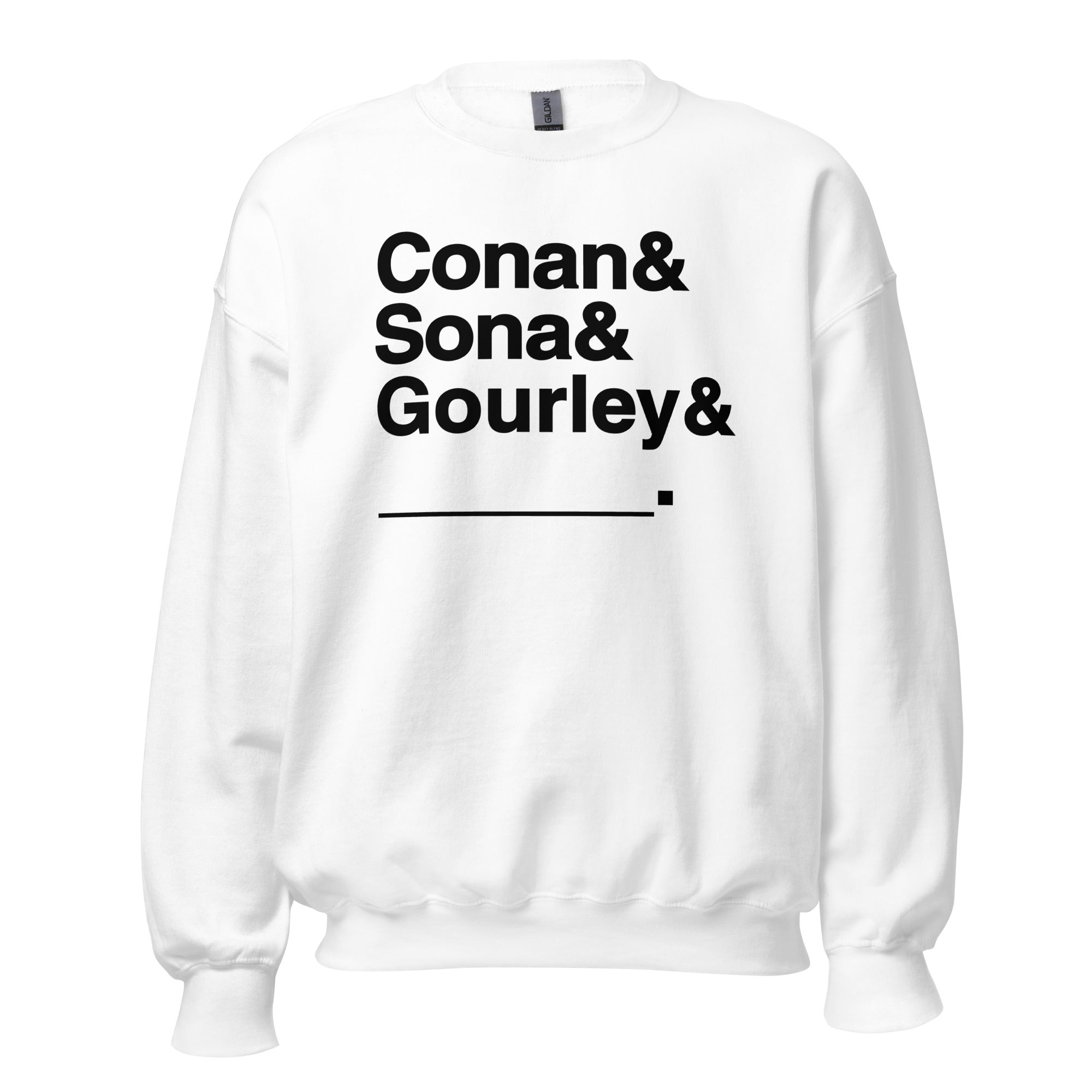 Conan O'Brien Needs A Friend: Conan & Sona & Gourley & You Sweatshirt (White/Blue)