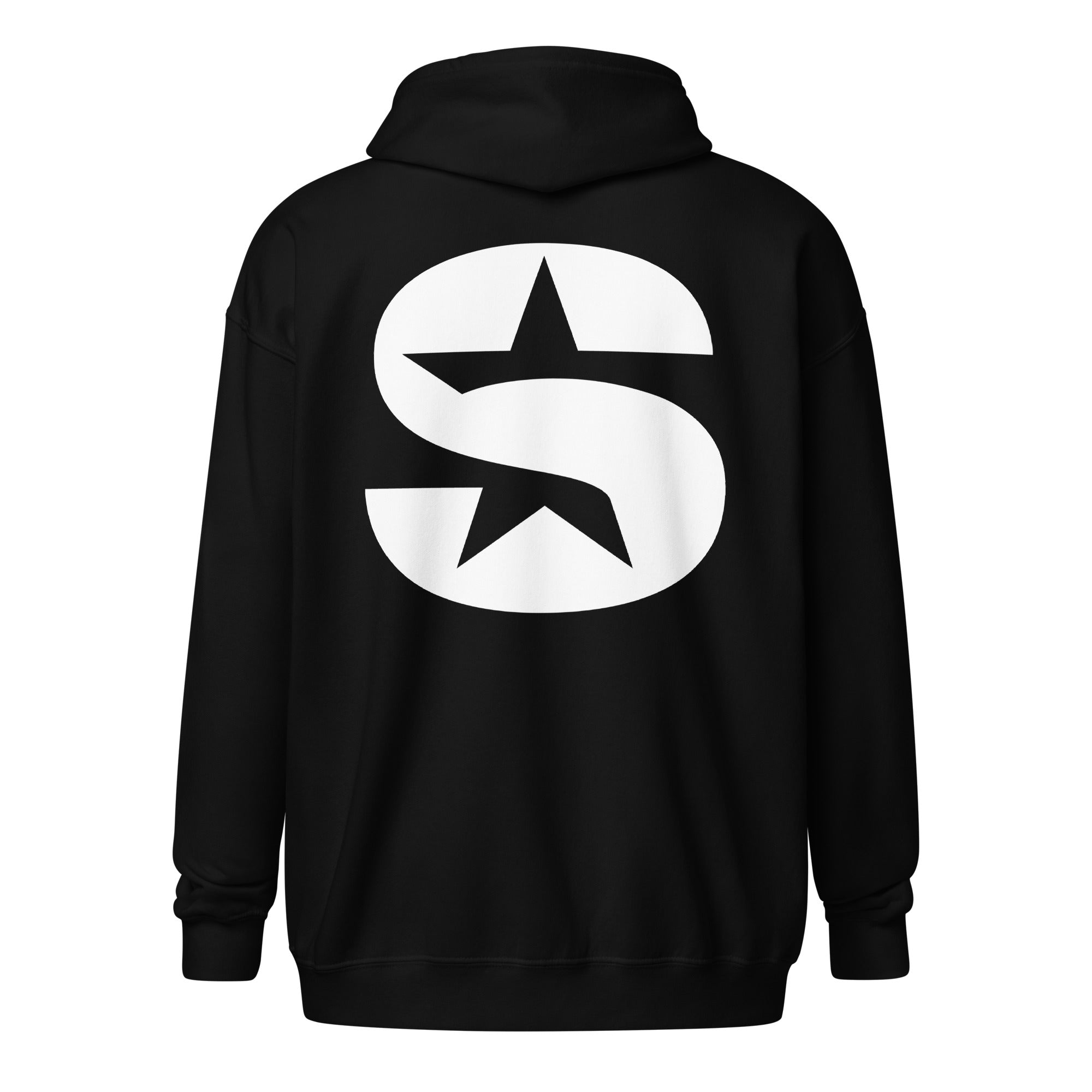 Black hoodie featuring a large 'S' logo on the back.