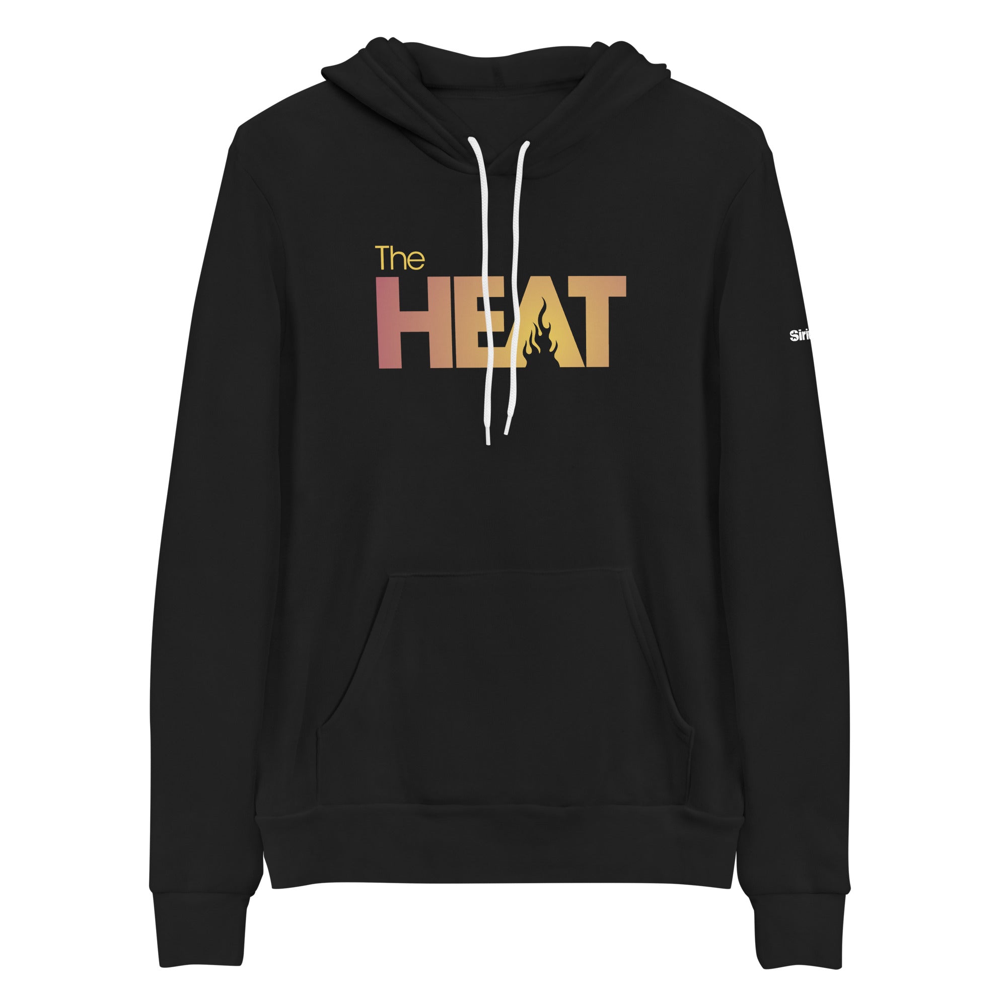 Black hoodie with the text 'The HEAT' logo in an orange to yellow gradient and a flame graphic on the front.