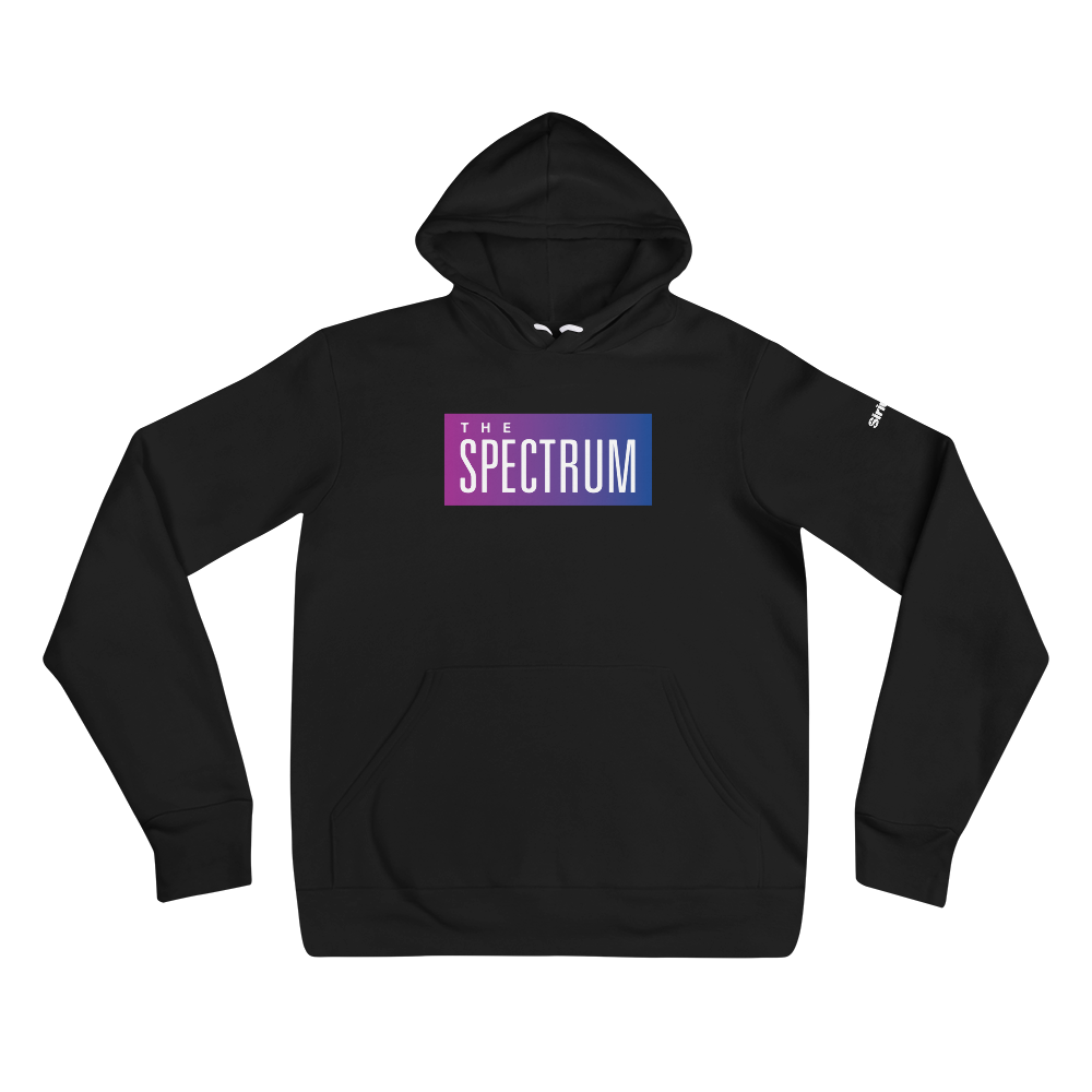 Black hoodie featuring 'THE SPECTRUM' logo in purple and blue gradient colors on the front.