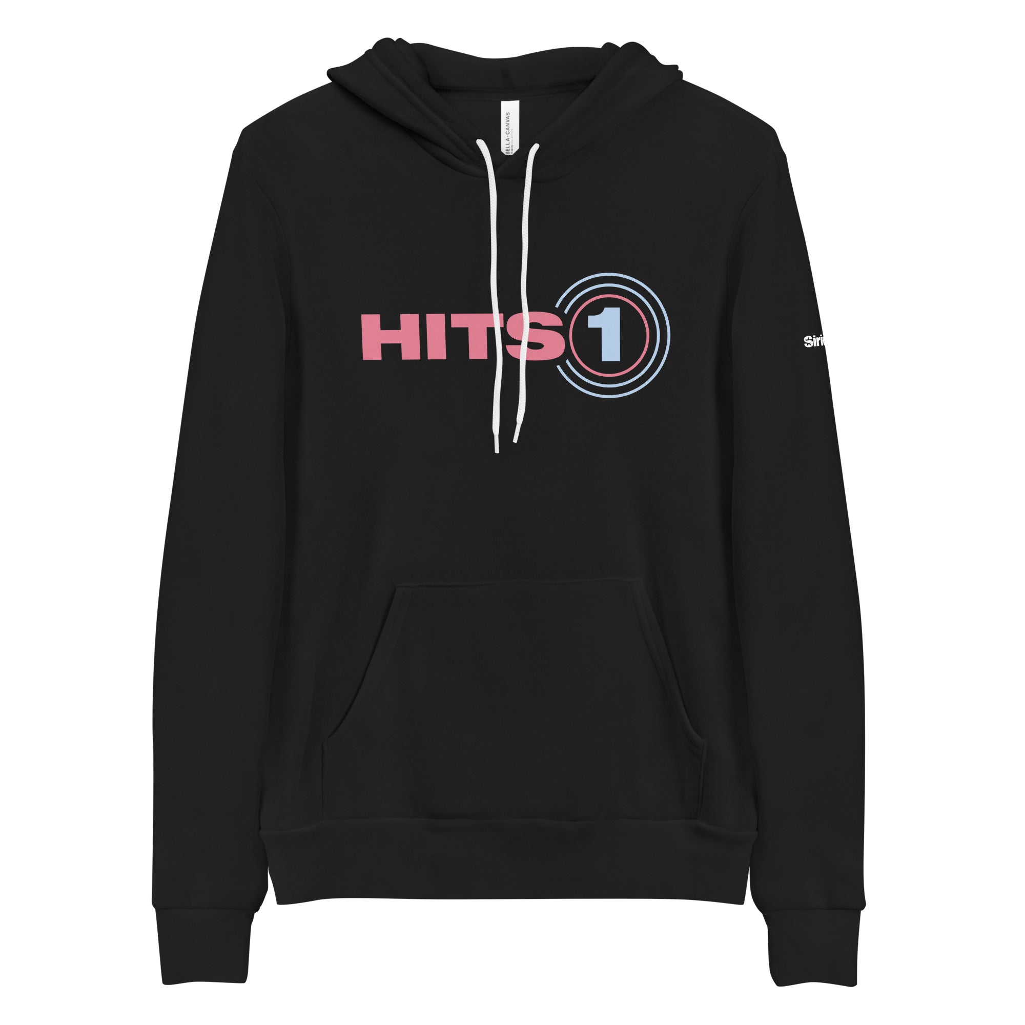 Black hoodie with 'Hits 1' logo on front.