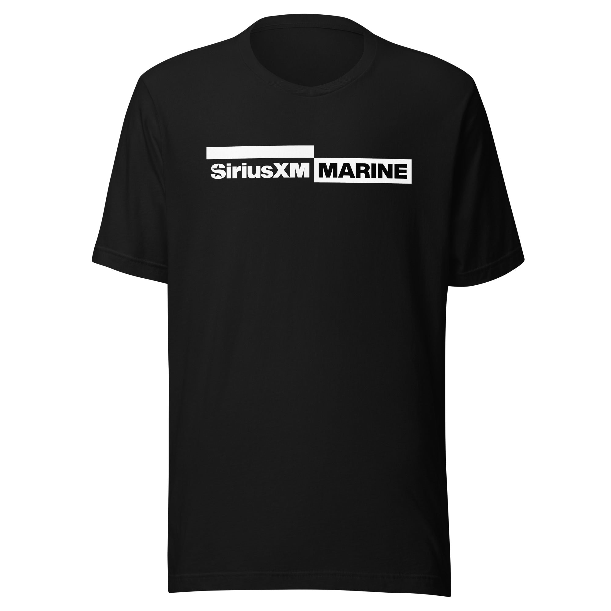 Black t-shirt featuring the SiriusXM Marine logo in white.