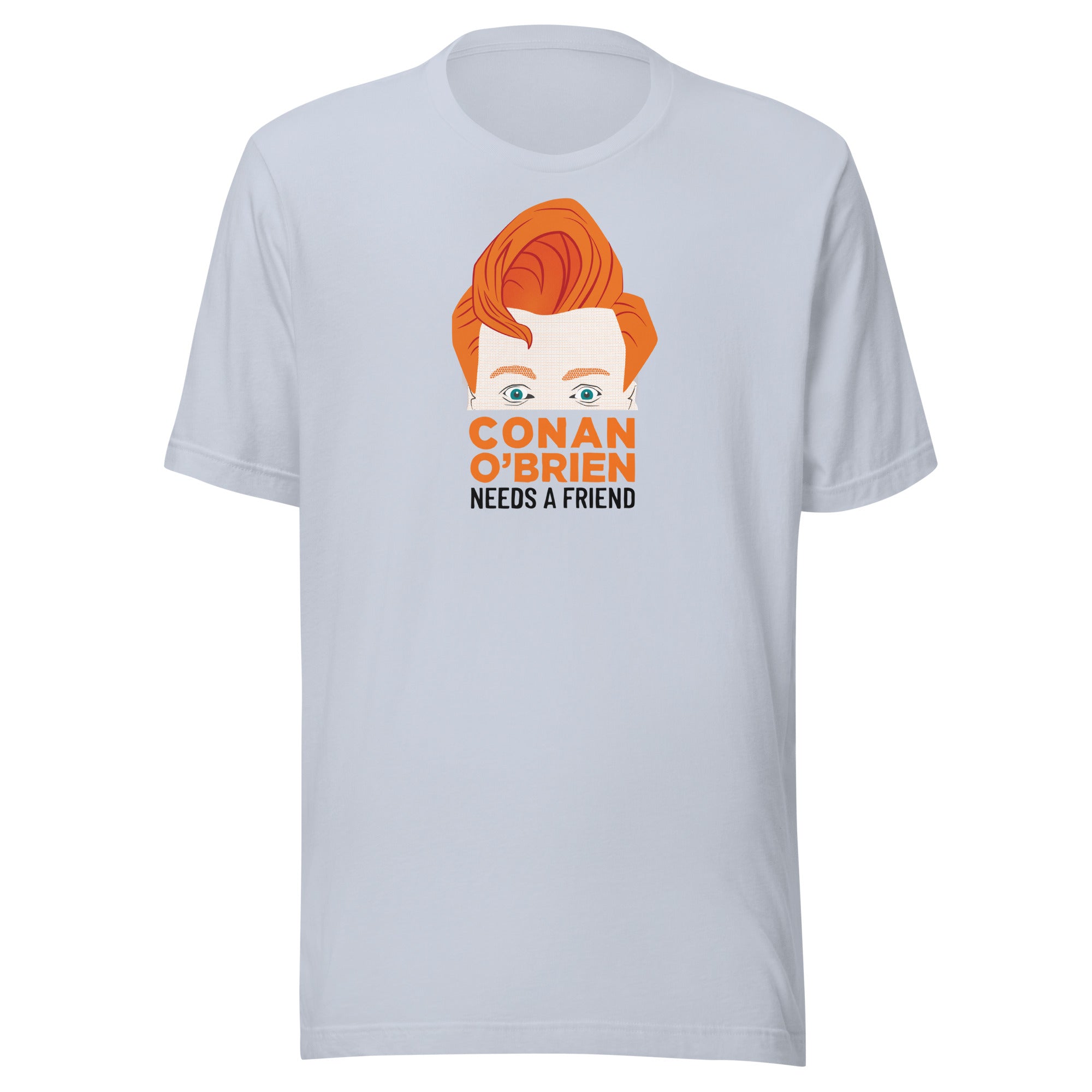 Light blue t-shirt featuring a graphic of Conan O'Brien with the text 'Conan O'Brien Needs A Friend.'