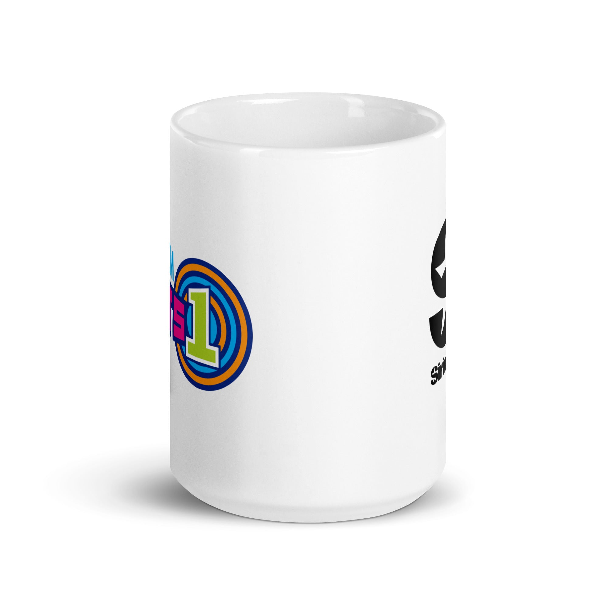 White mug. View opposite of handle.