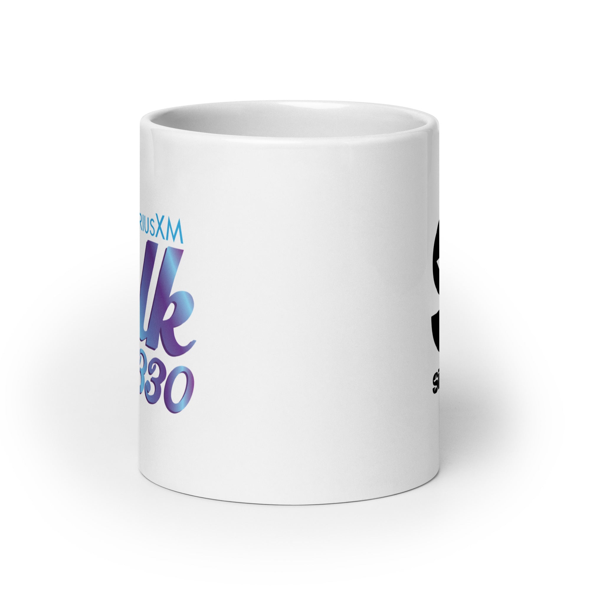 White mug. View opposite of handle.