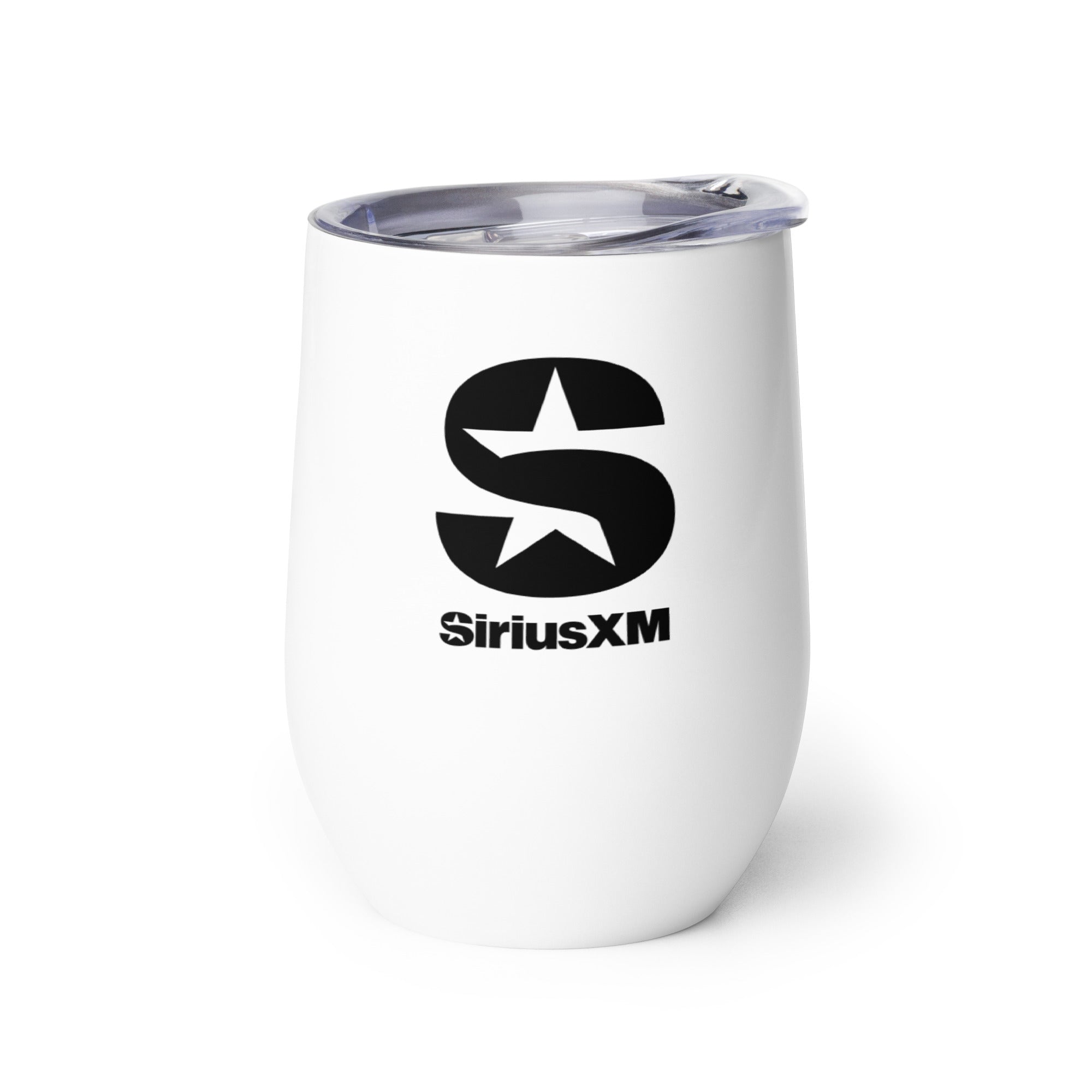 White tumbler with black 'S' logo on a white background
