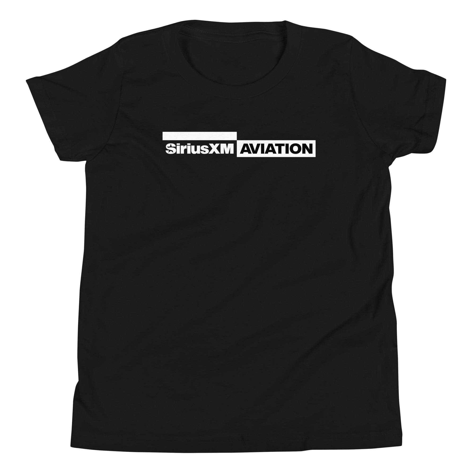 Black t-shirt featuring the text 'SiriusXM AVIATION' in bold white letters.